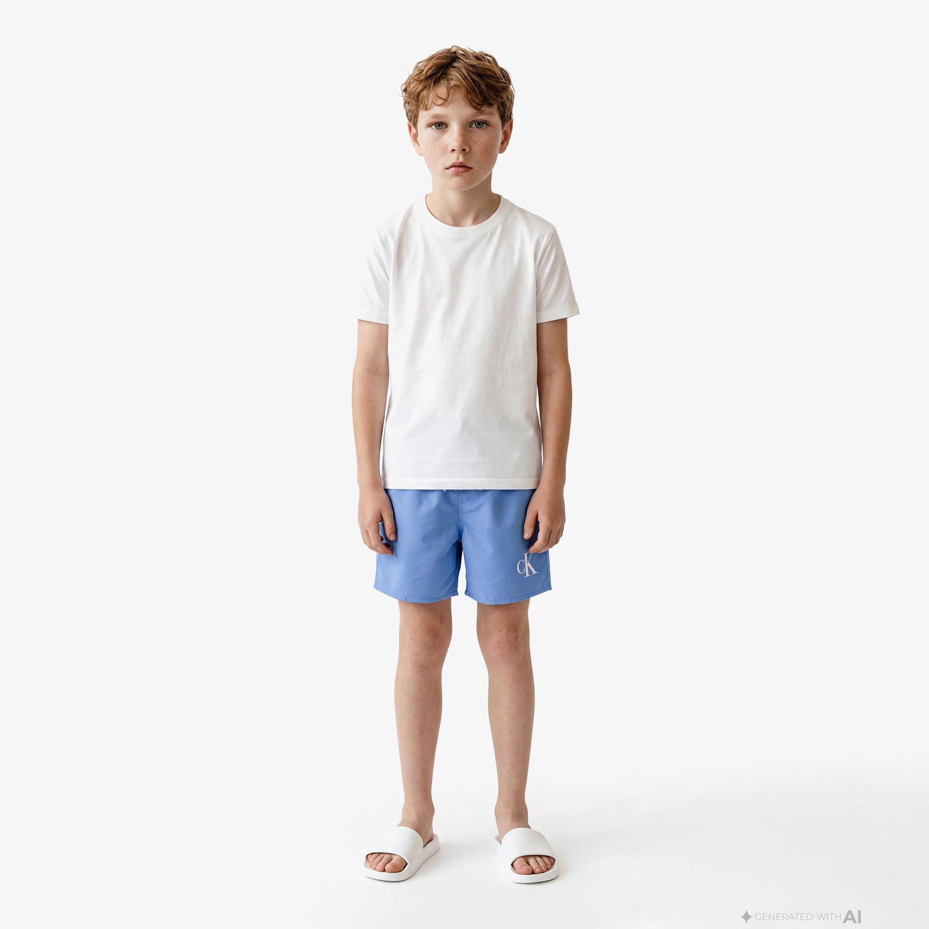 Calvin Klein Medium Drawstring Çocuk Mavi Deniz Şortu