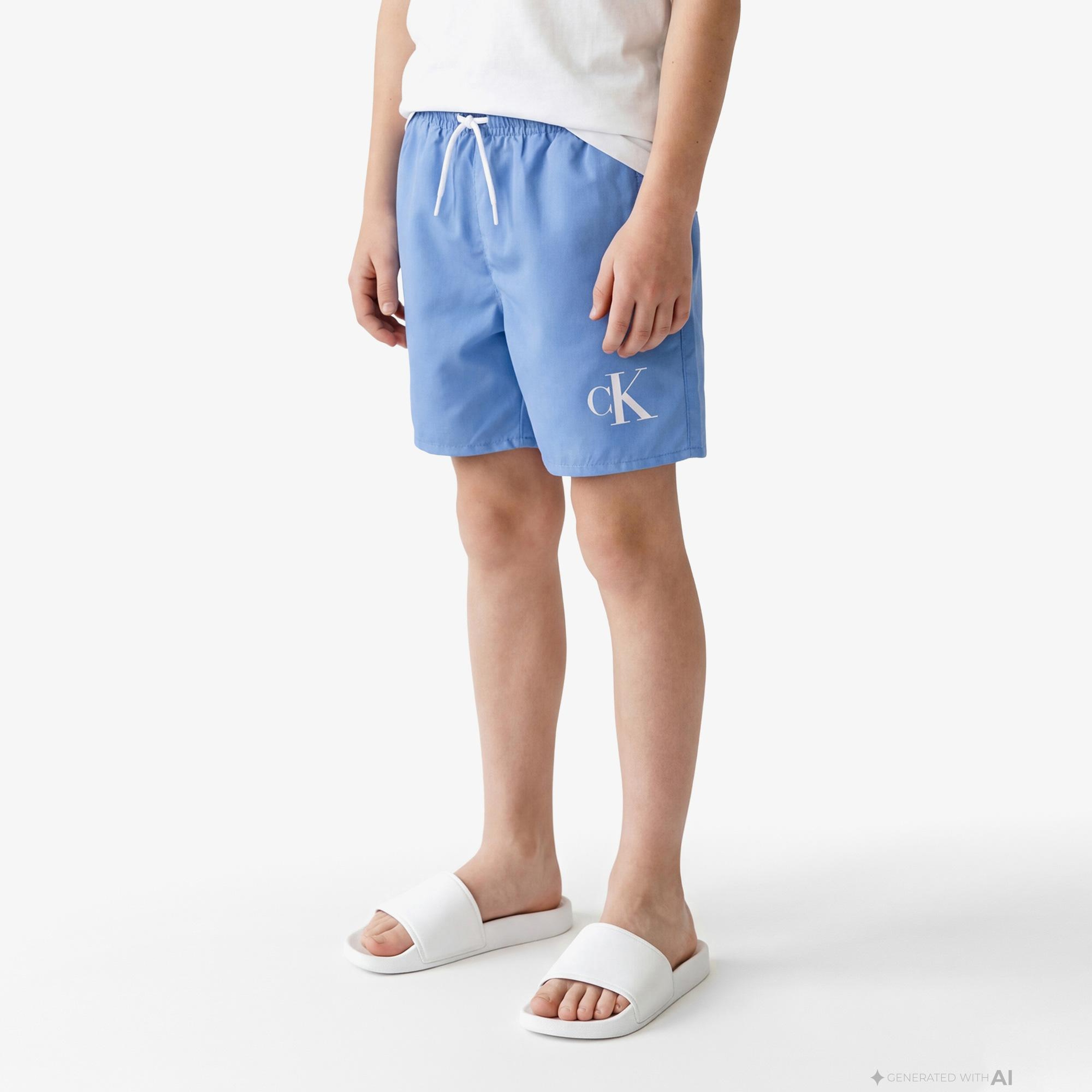 Calvin Klein Medium Drawstring Çocuk Mavi Deniz Şortu