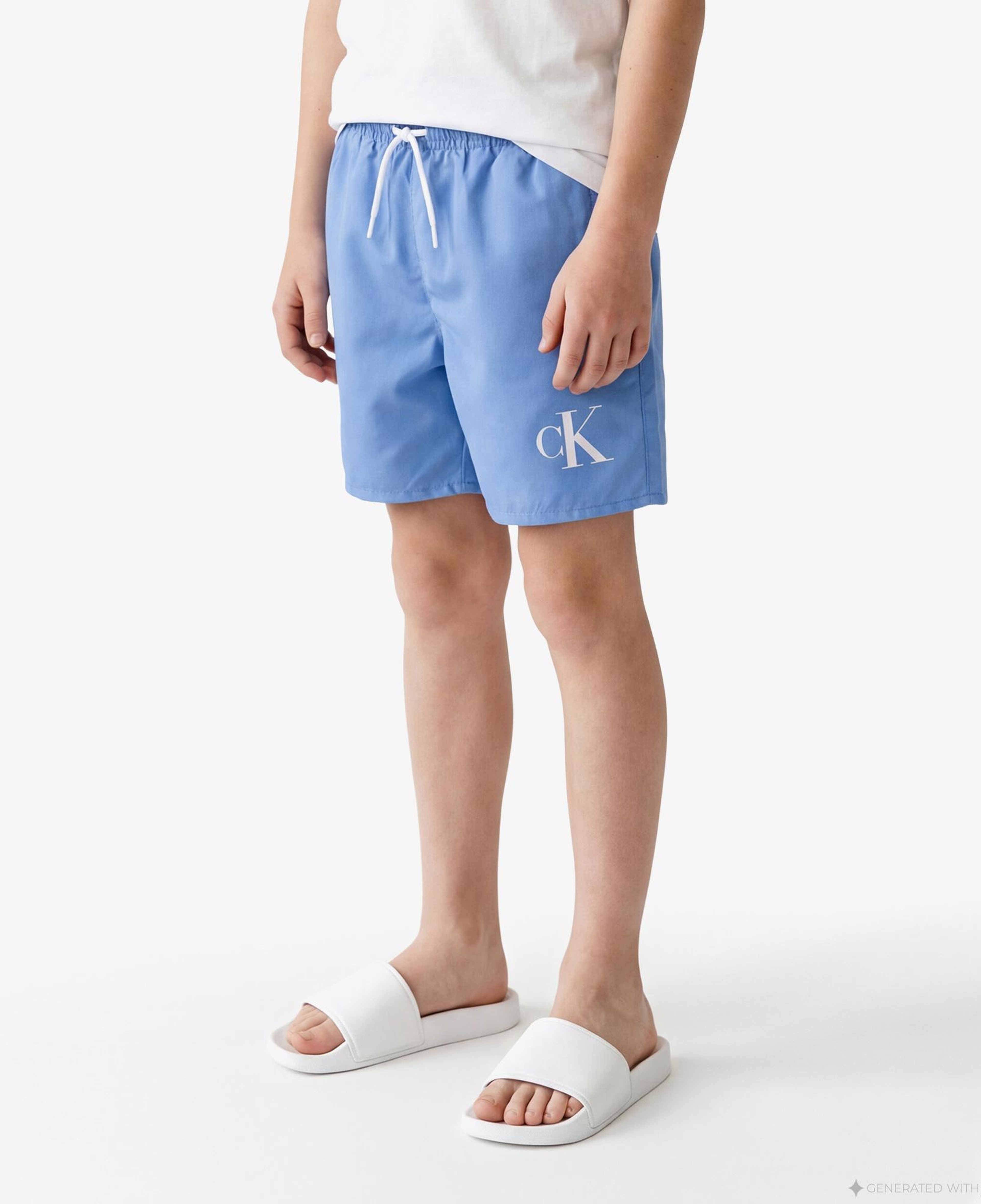 Calvin Klein Medium Drawstring Çocuk Mavi Deniz Şortu