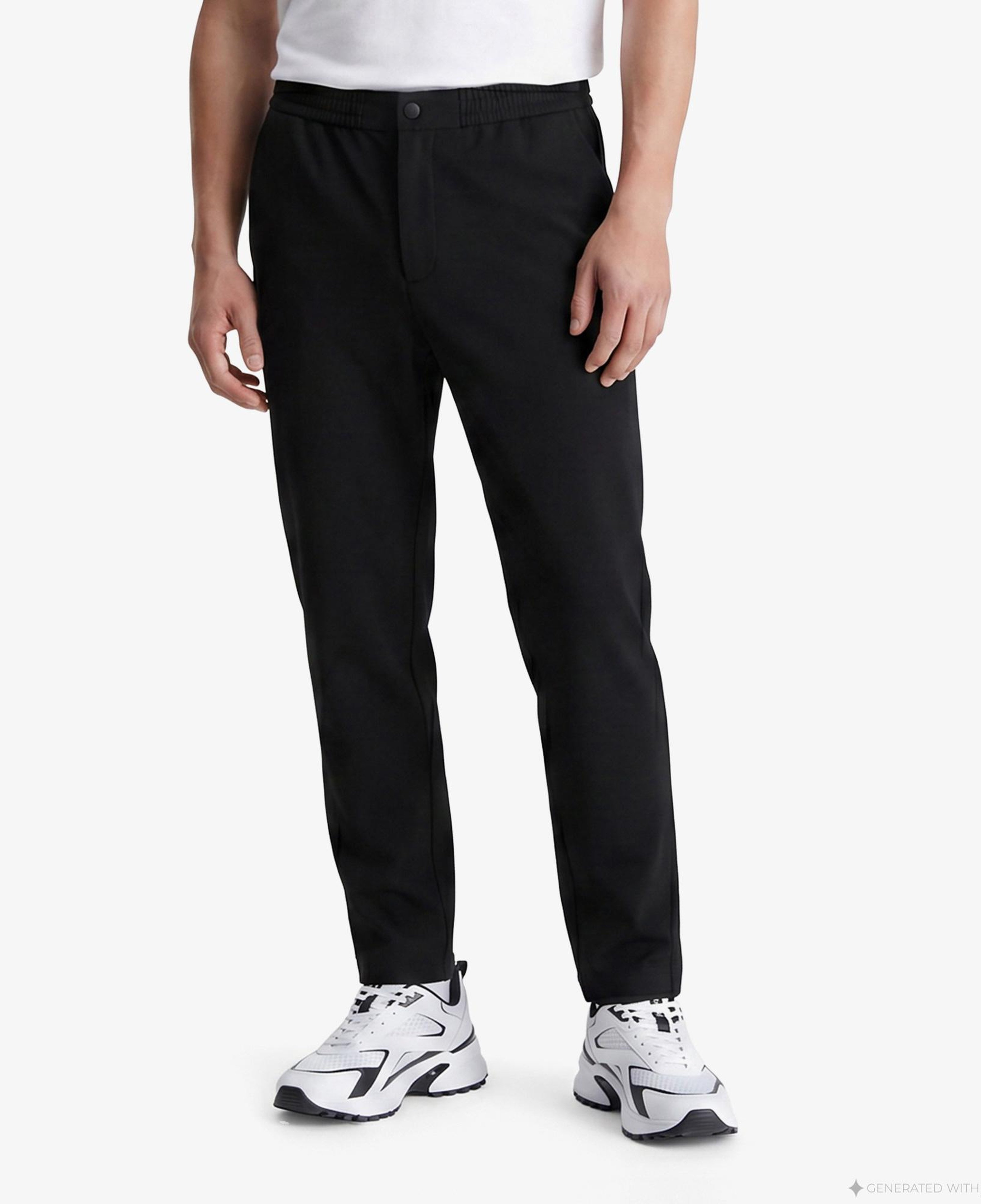 Calvin Klein Tapered Tech Knit Pleated Erkek Siyah Pantolon