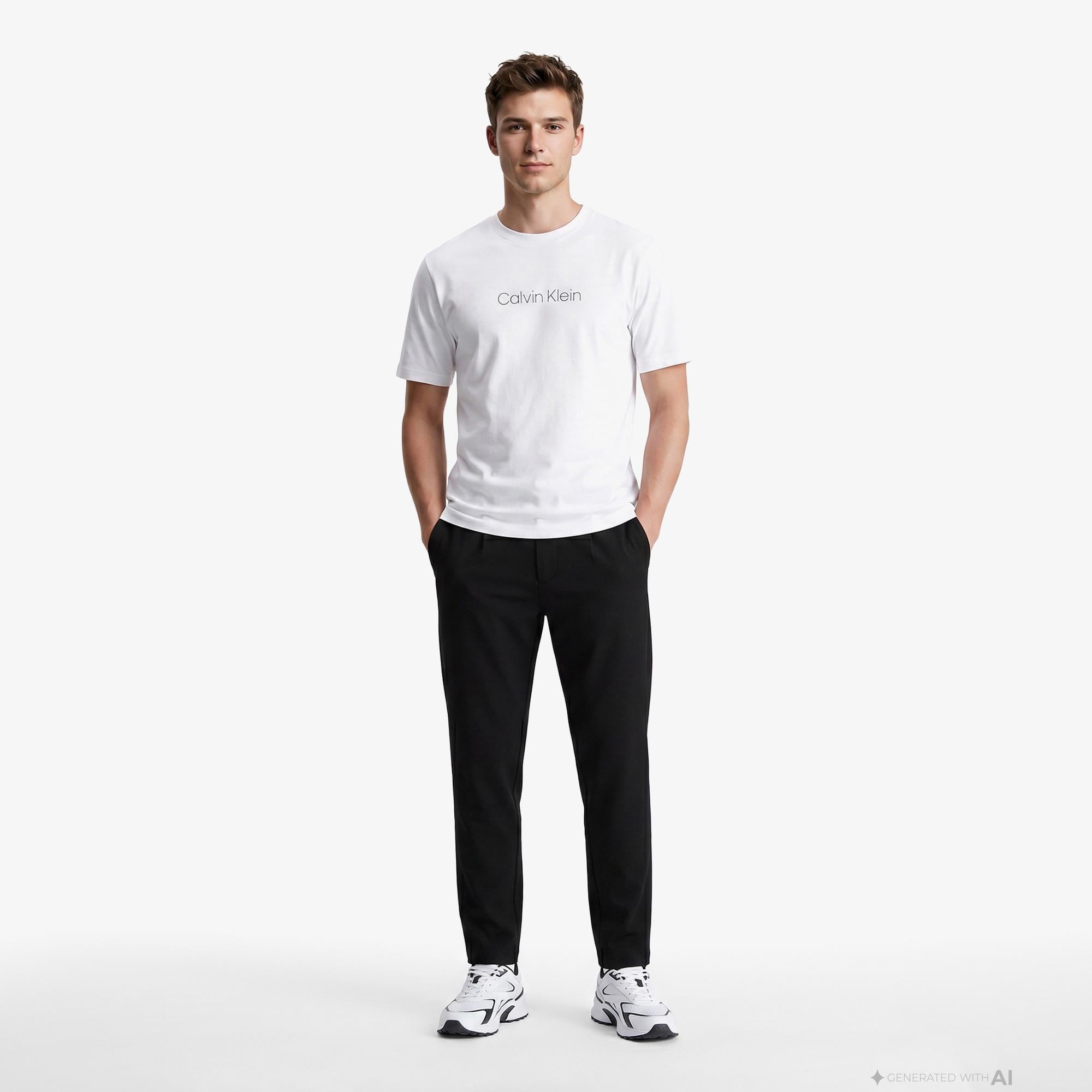 Calvin Klein Tapered Tech Knit Pleated Erkek Siyah Pantolon
