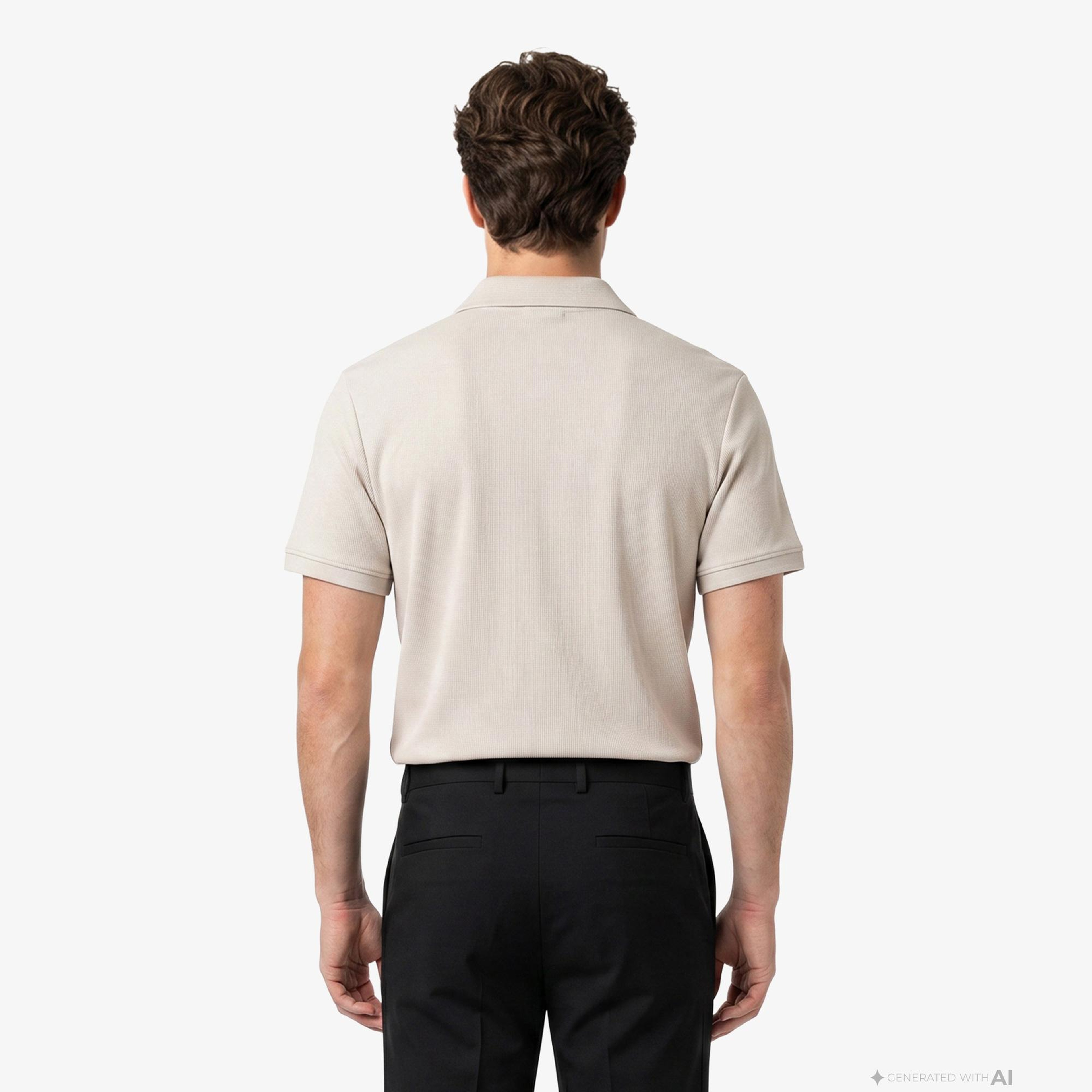 Calvin Klein Easy Micro Waffle Camp Erkek Bej Polo