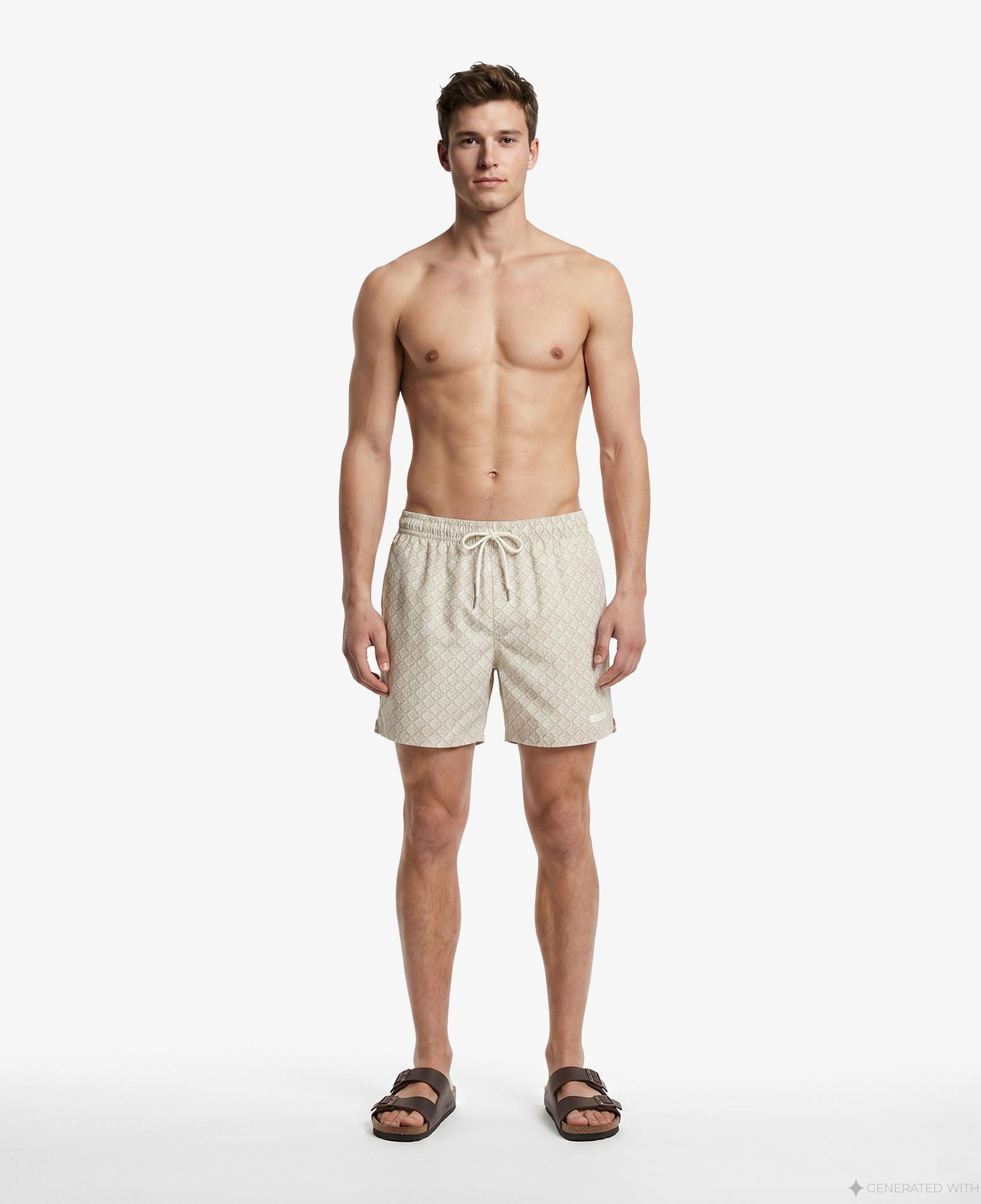 Calvin Klein Medium Drawstring Covered Erkek Haki Deniz Şortu