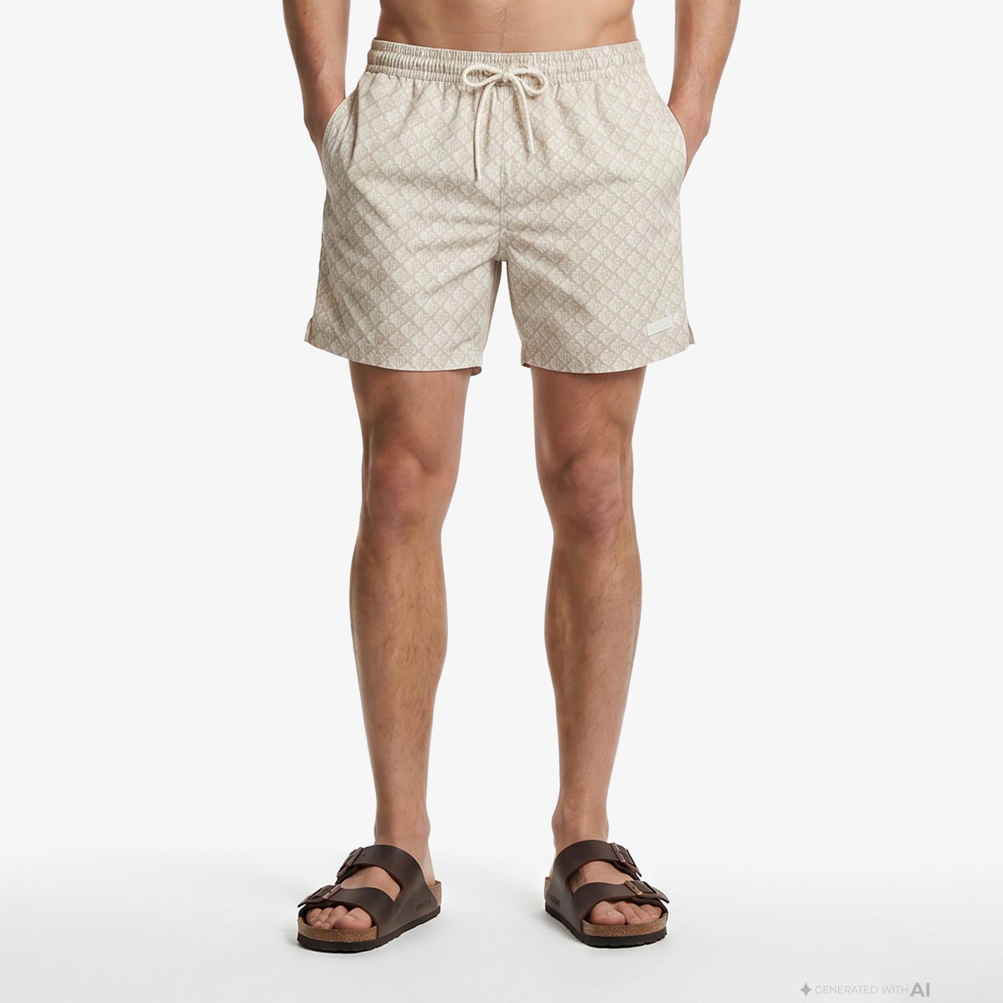 Calvin Klein Medium Drawstring Covered Erkek Haki Deniz Şortu