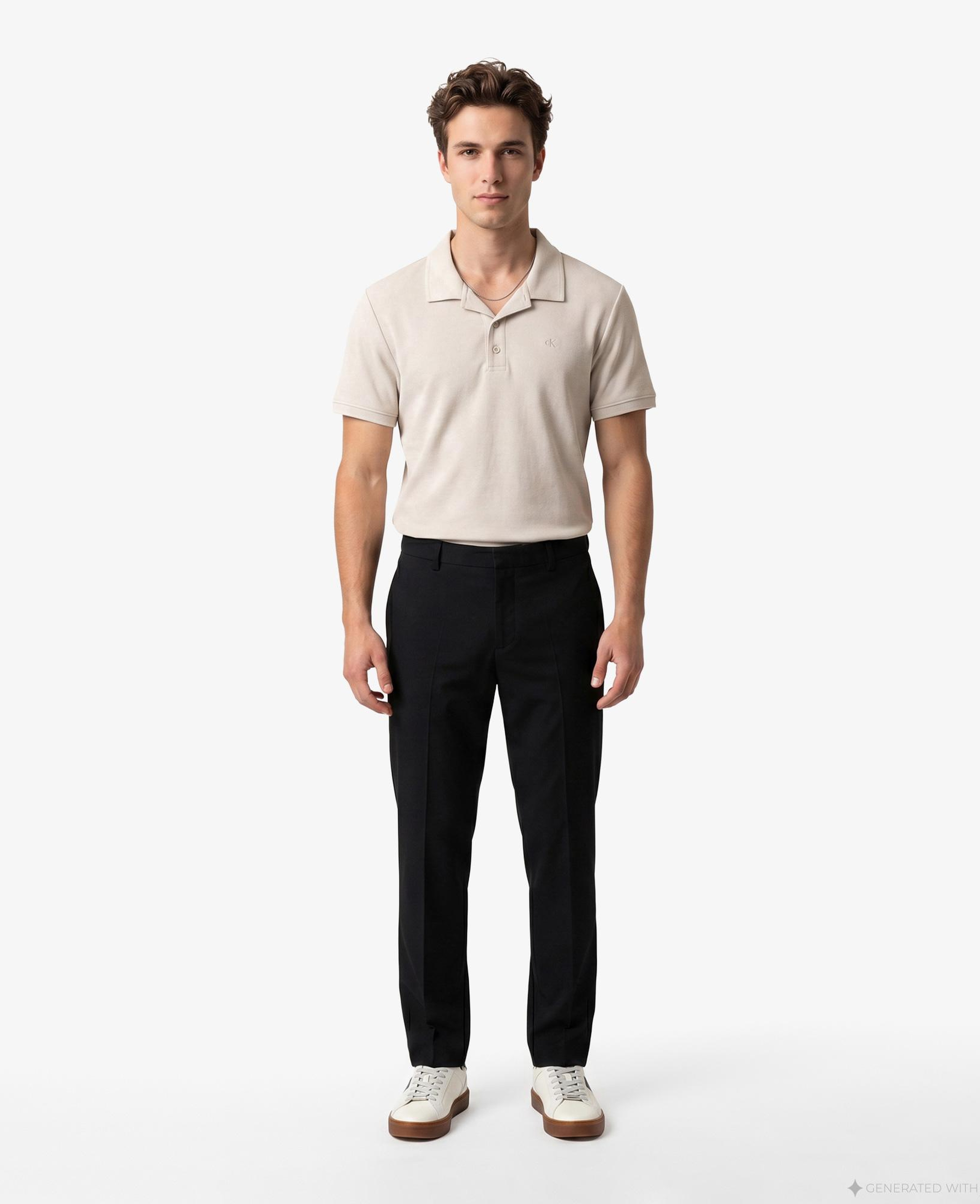 Calvin Klein Easy Micro Waffle Camp Erkek Bej Polo