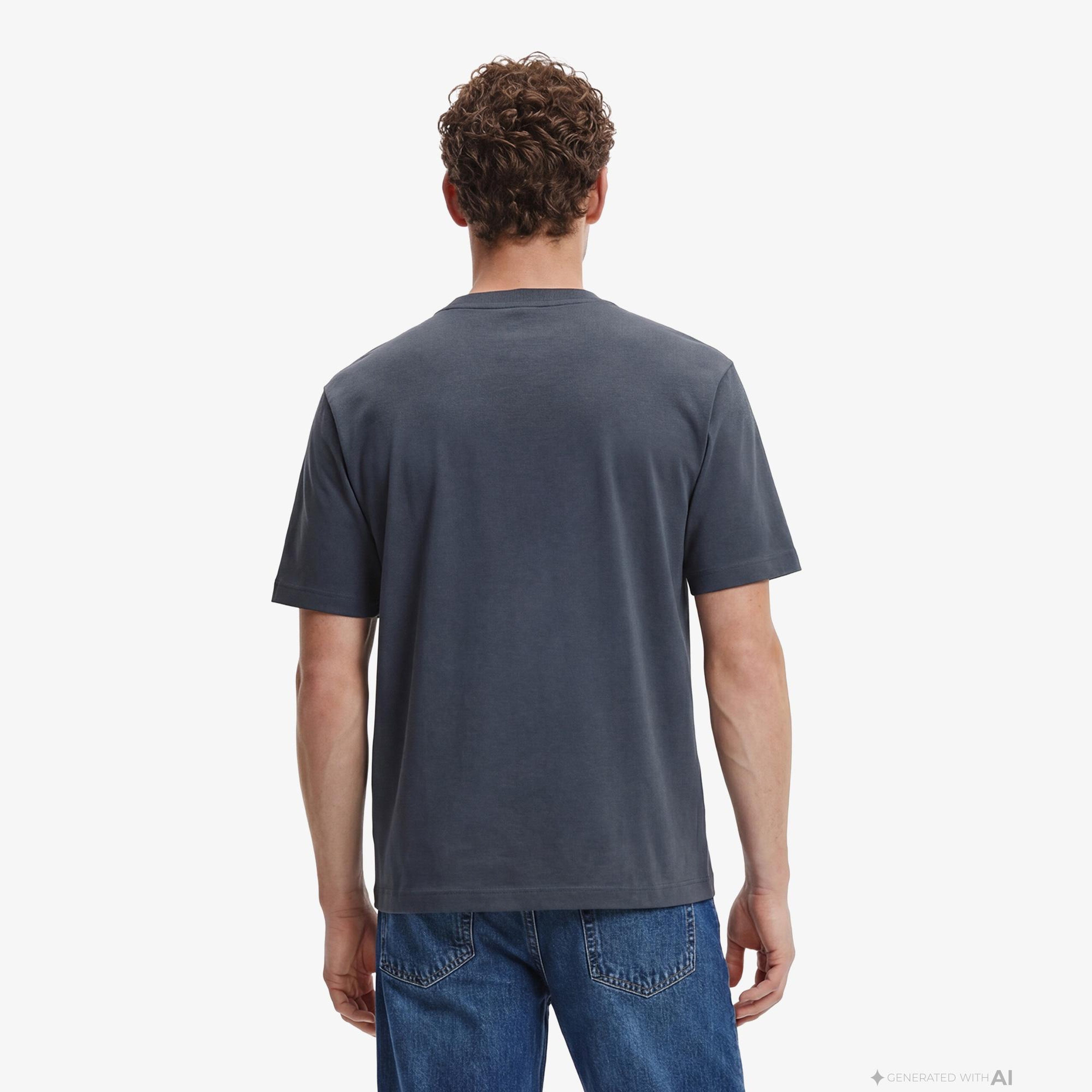 Calvin Klein Tricolor Monologo Graphic Erkek Mavi T-Shirt
