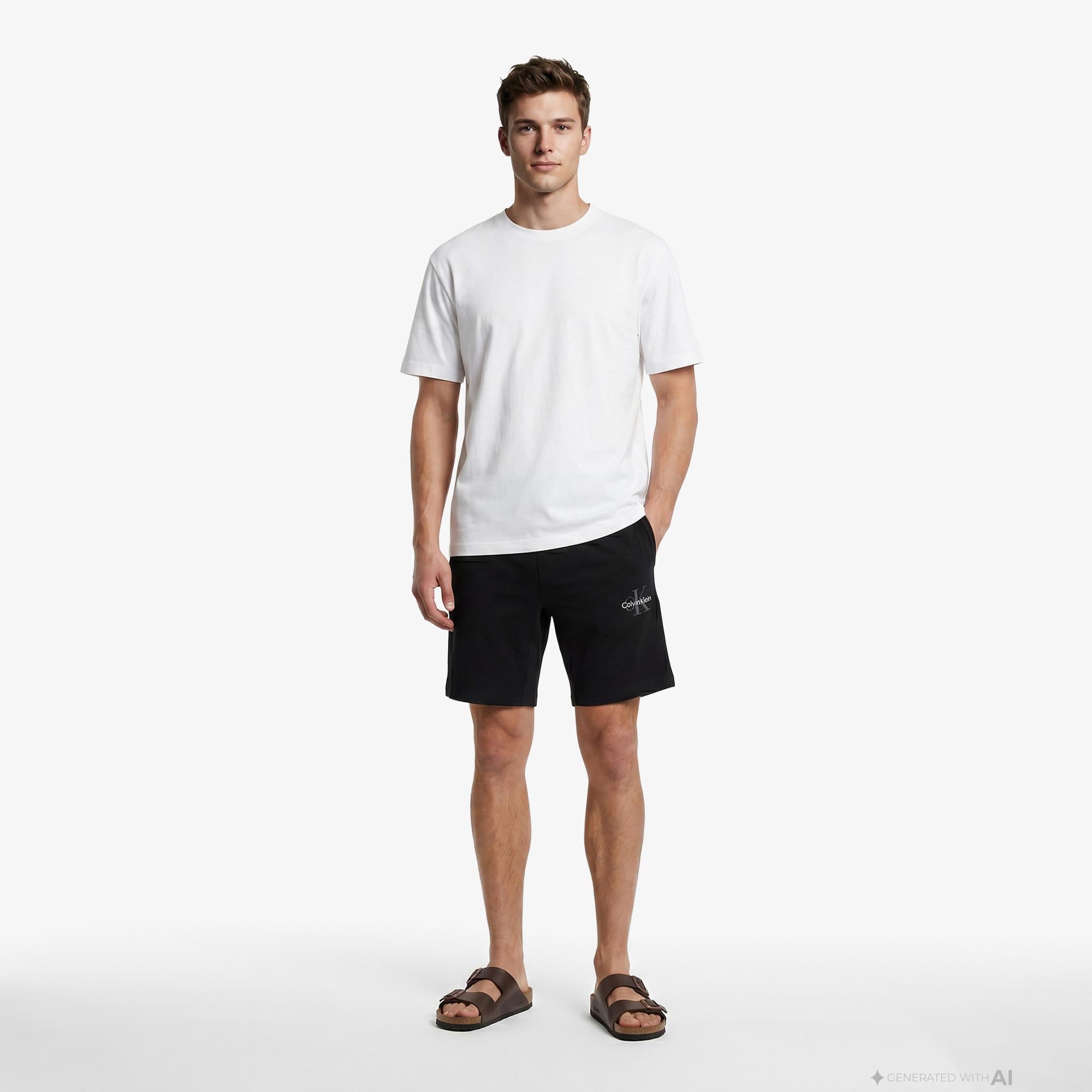 Calvin Klein Monogram Sleep Short Erkek Siyah Üst Pijama