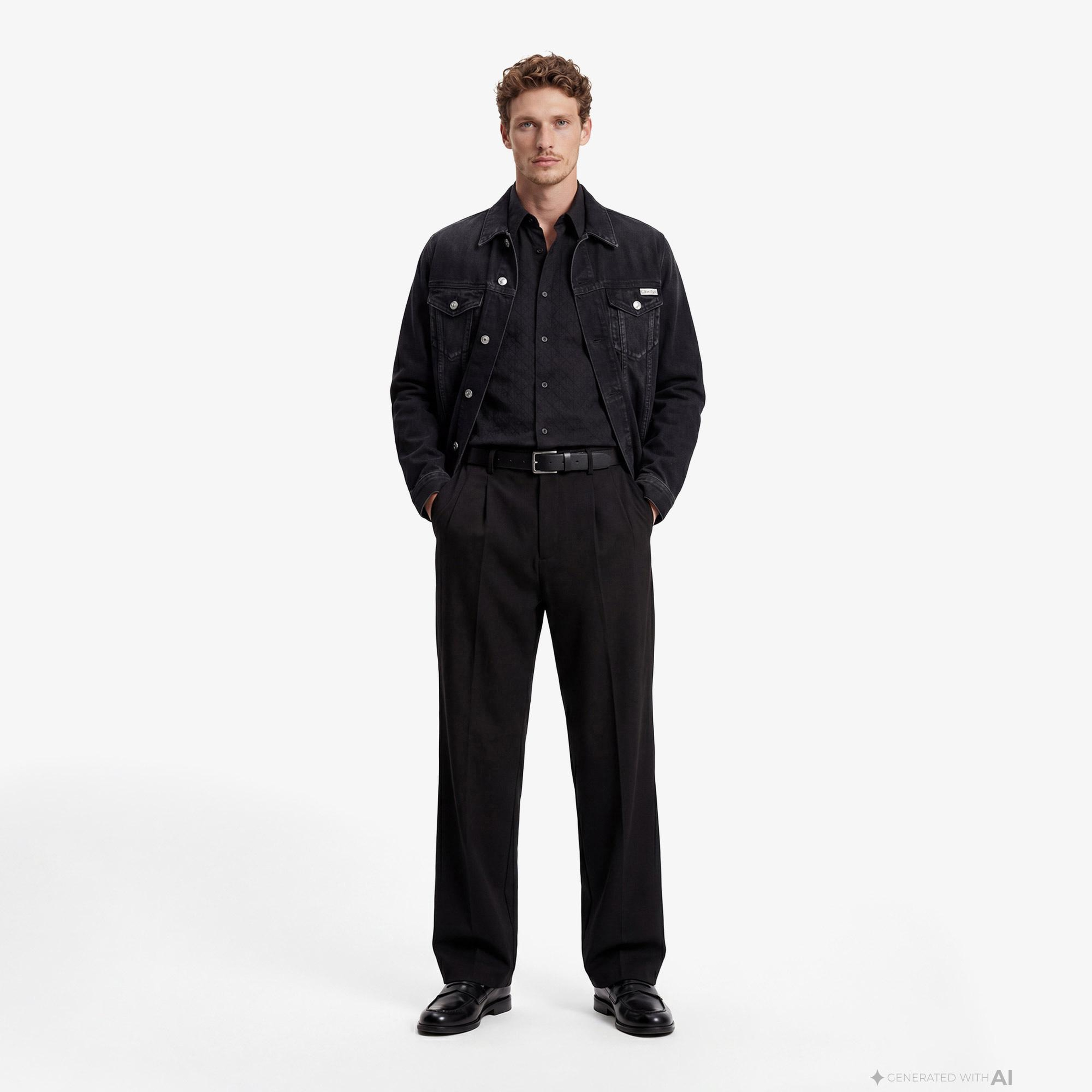 Calvin Klein Jacquard Easy Erkek Siyah Gömlek