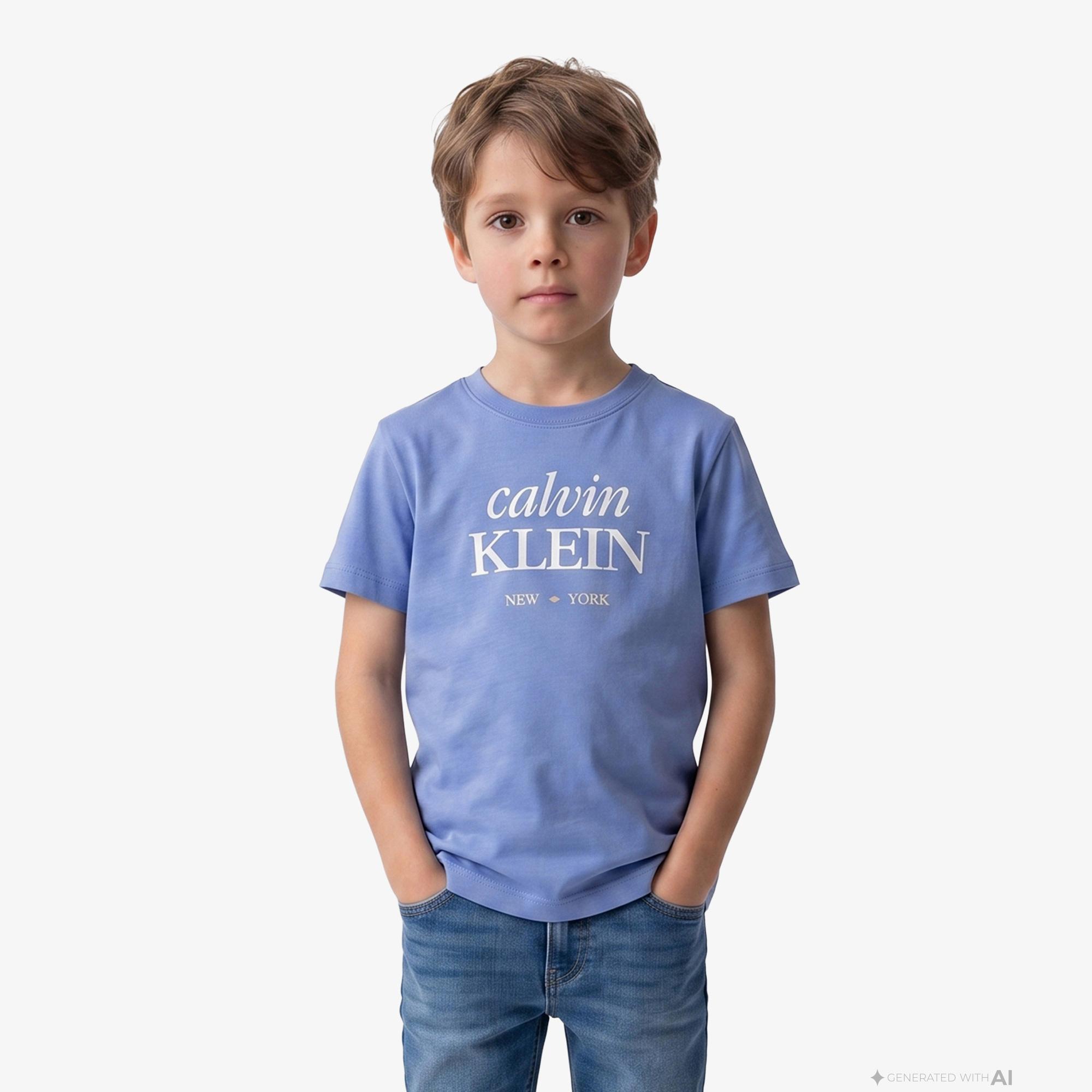 Calvin Klein Logo Çocuk Mavi T-Shirt