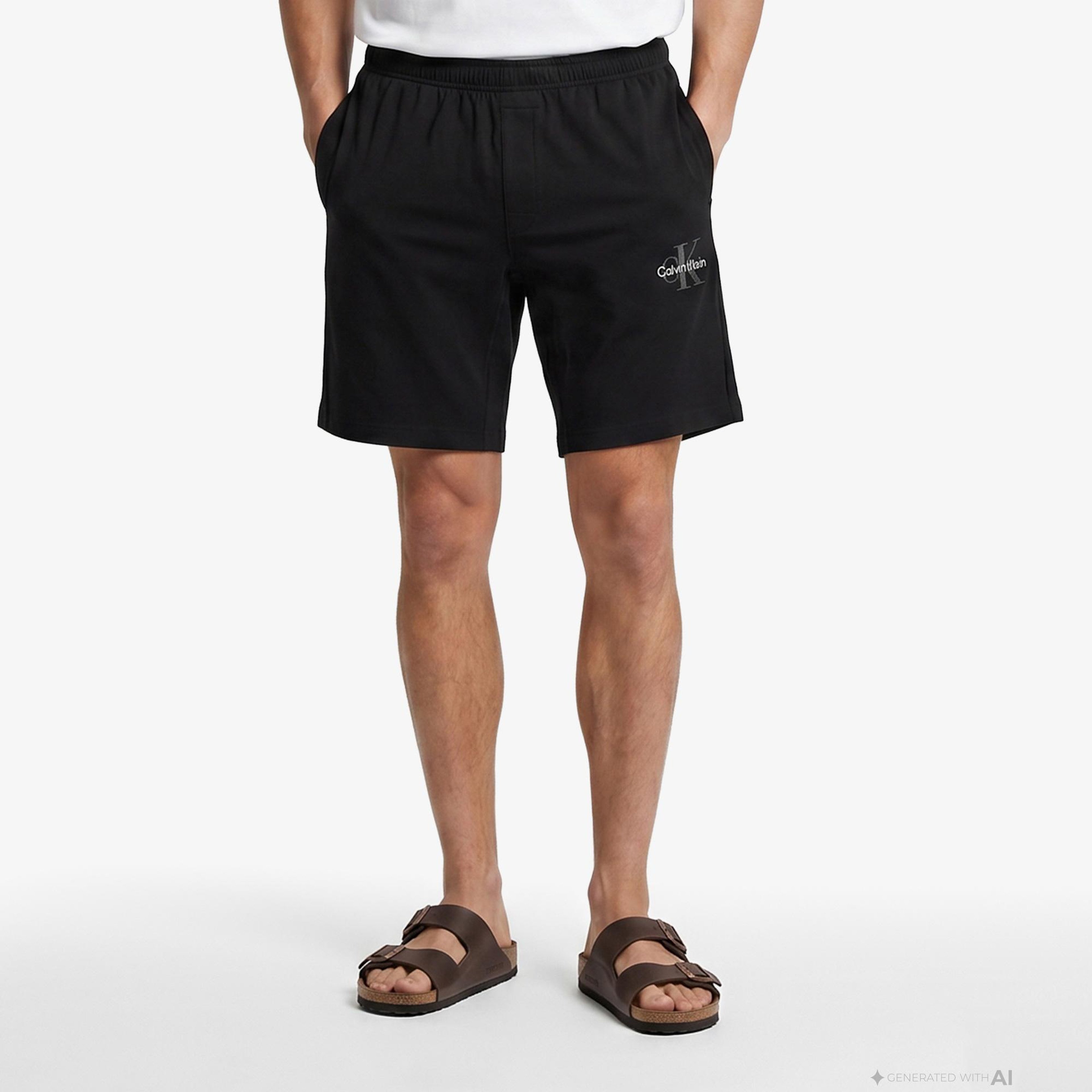 Calvin Klein Monogram Sleep Short Erkek Siyah Üst Pijama