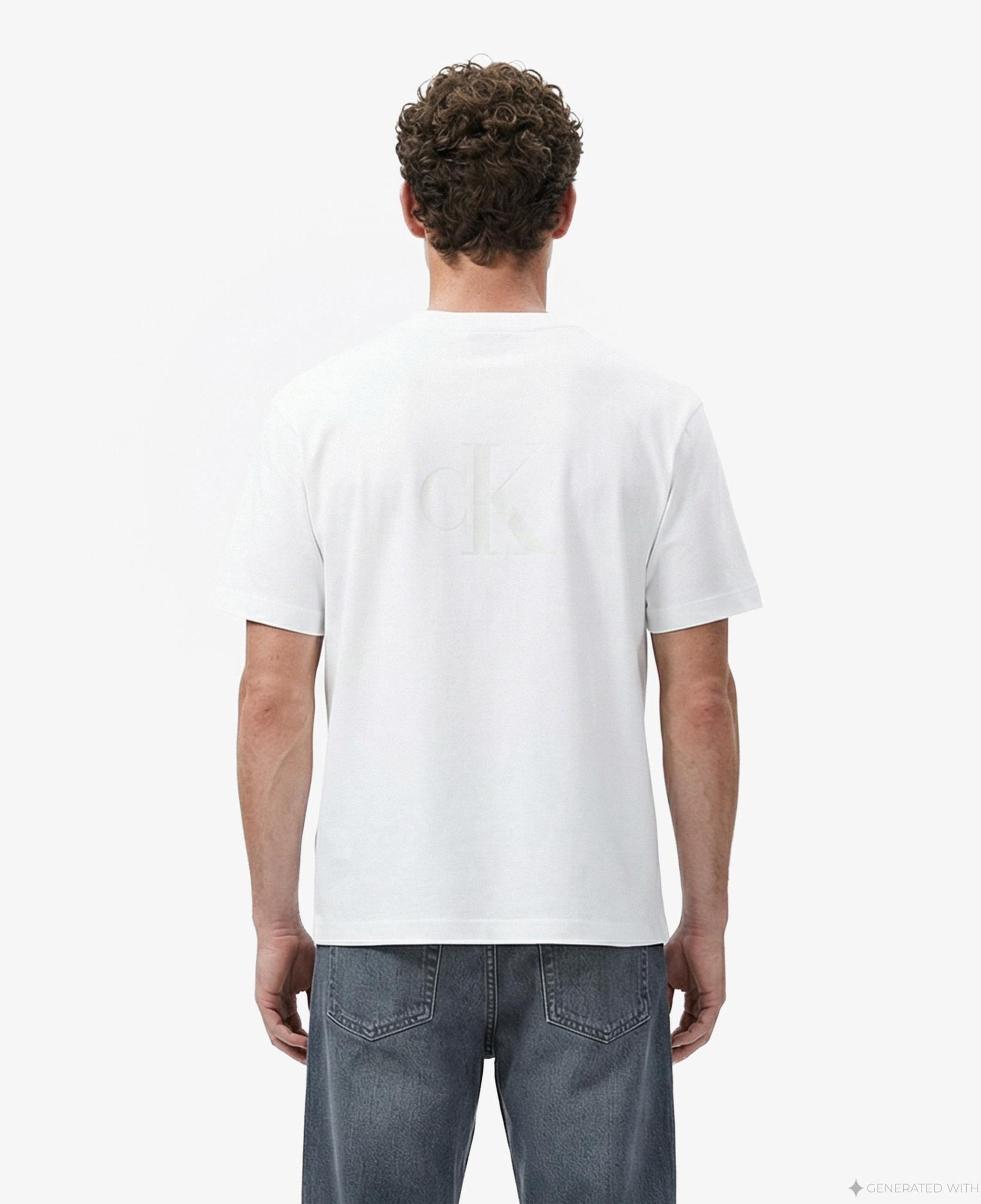 Calvin Klein 16S Elevated Monologo Erkek Beyaz T-Shirt