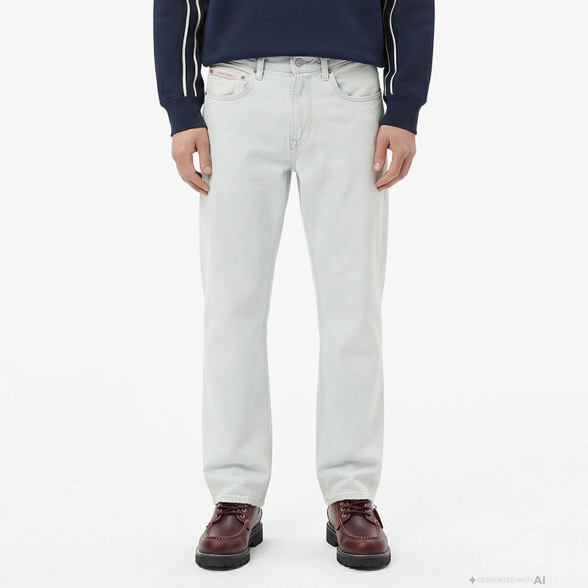 Calvin Klein 90S Straight Bleachout 205 Erkek Mavi Jean