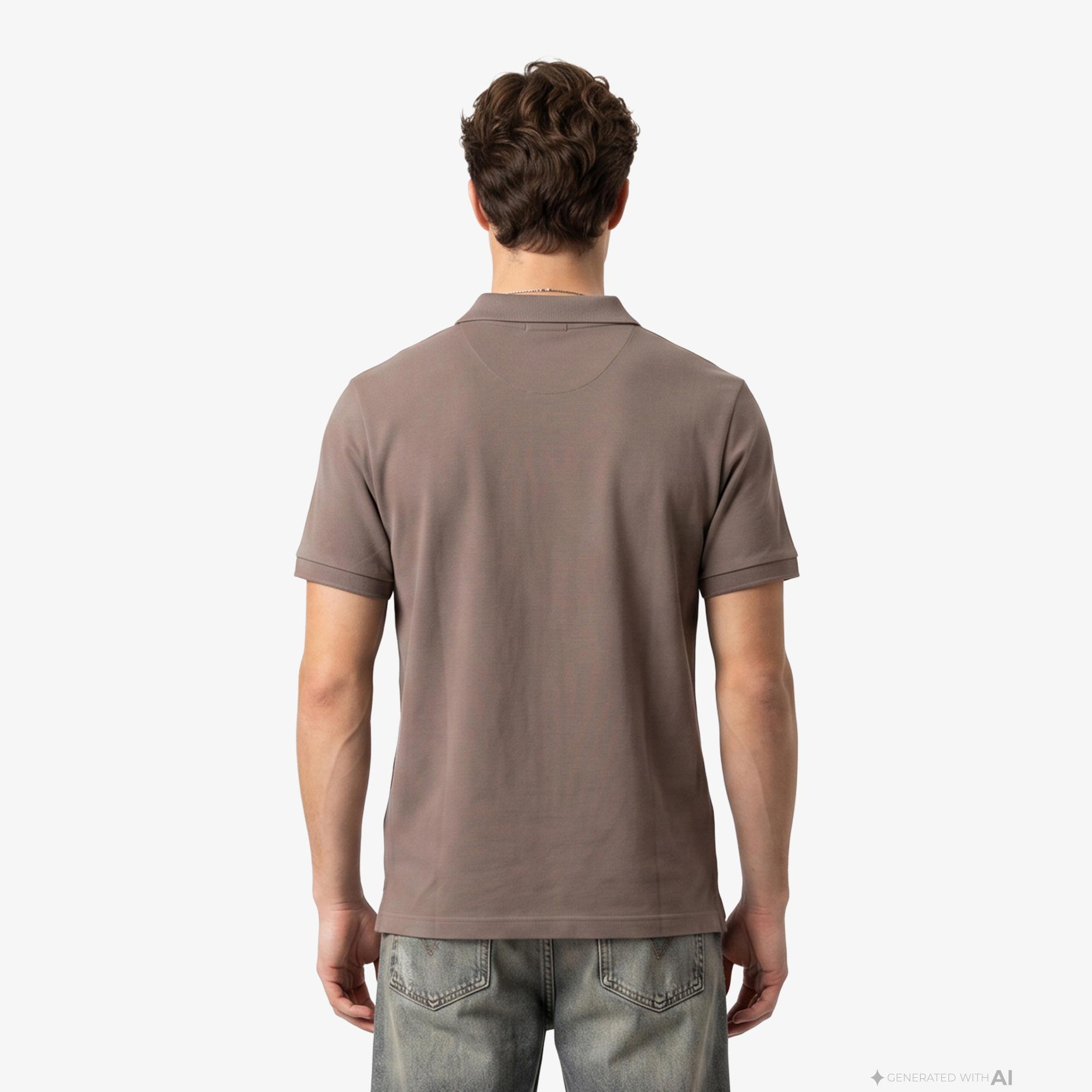 Calvin Klein Open Collar Casual Pique Erkek Kahverengi Polo