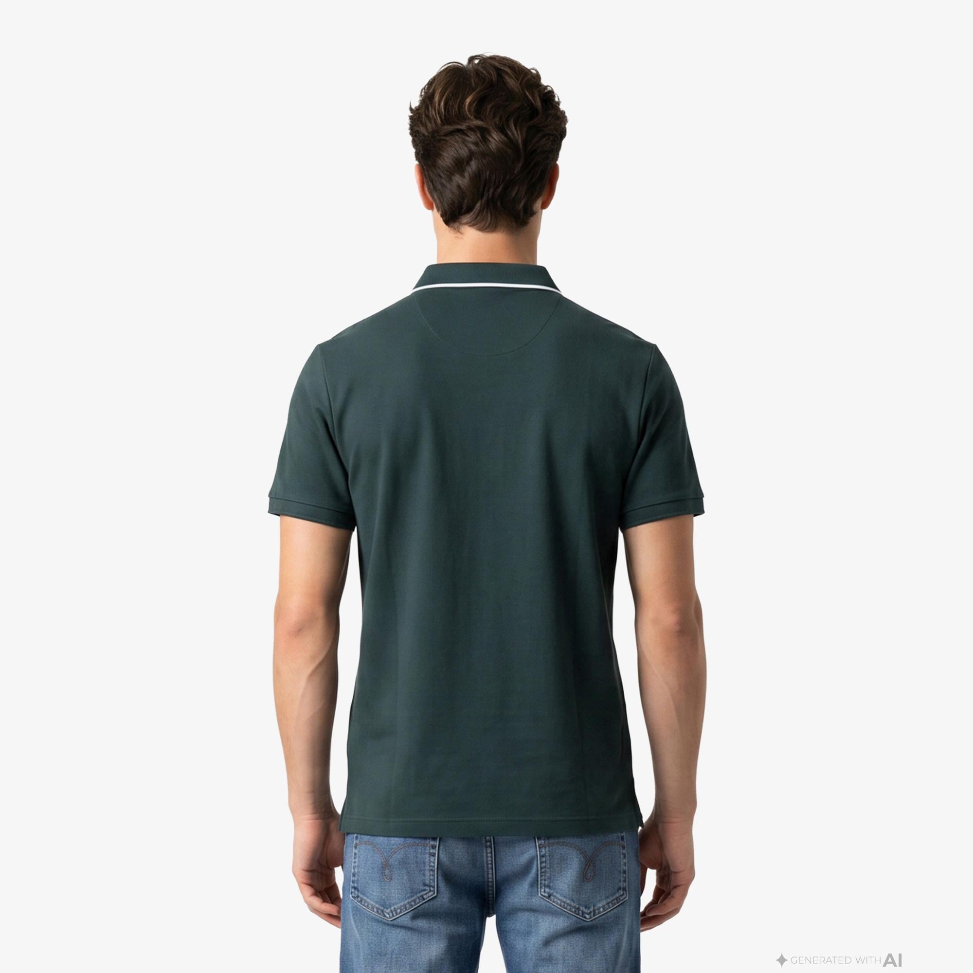 Calvin Klein Tipped Zip Pique Erkek Yeşil Polo