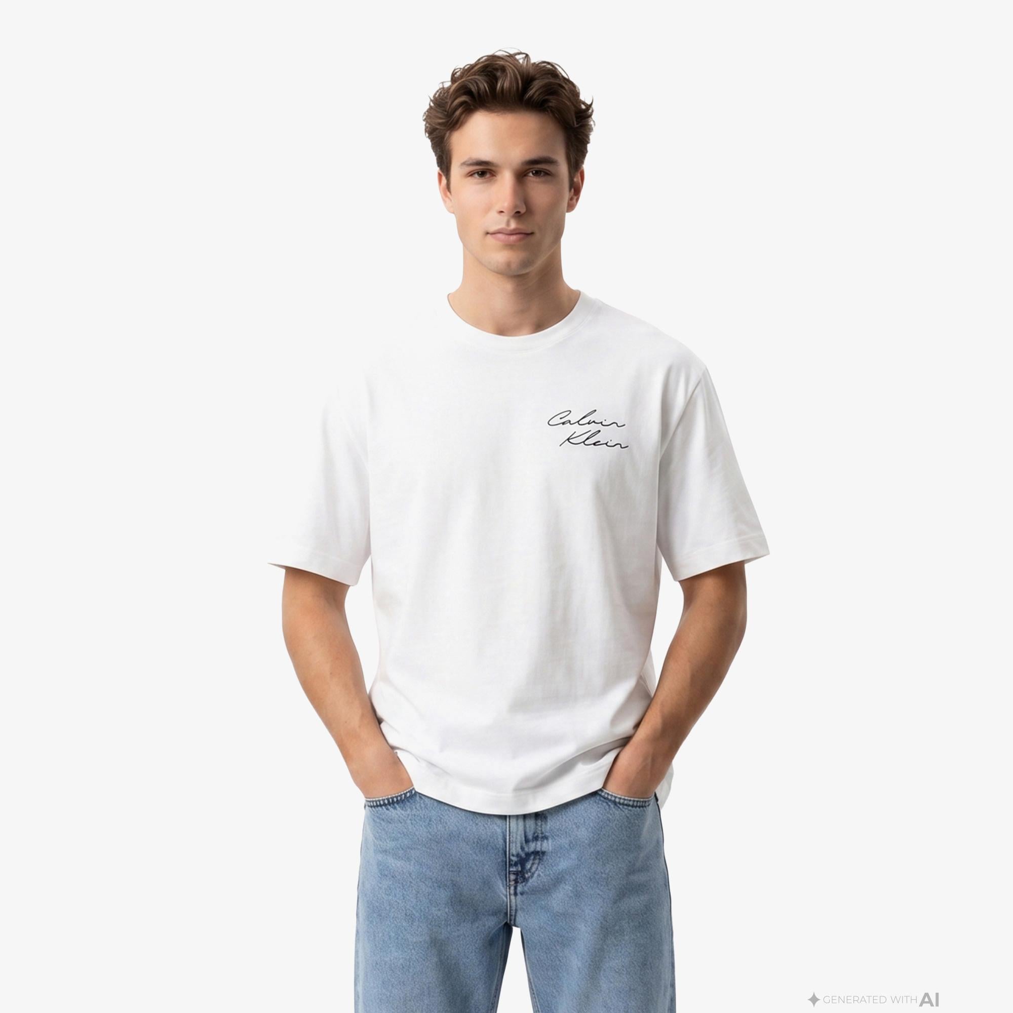 Calvin Klein April Graphic Seasonal Fashi Erkek Beyaz T-Shirt