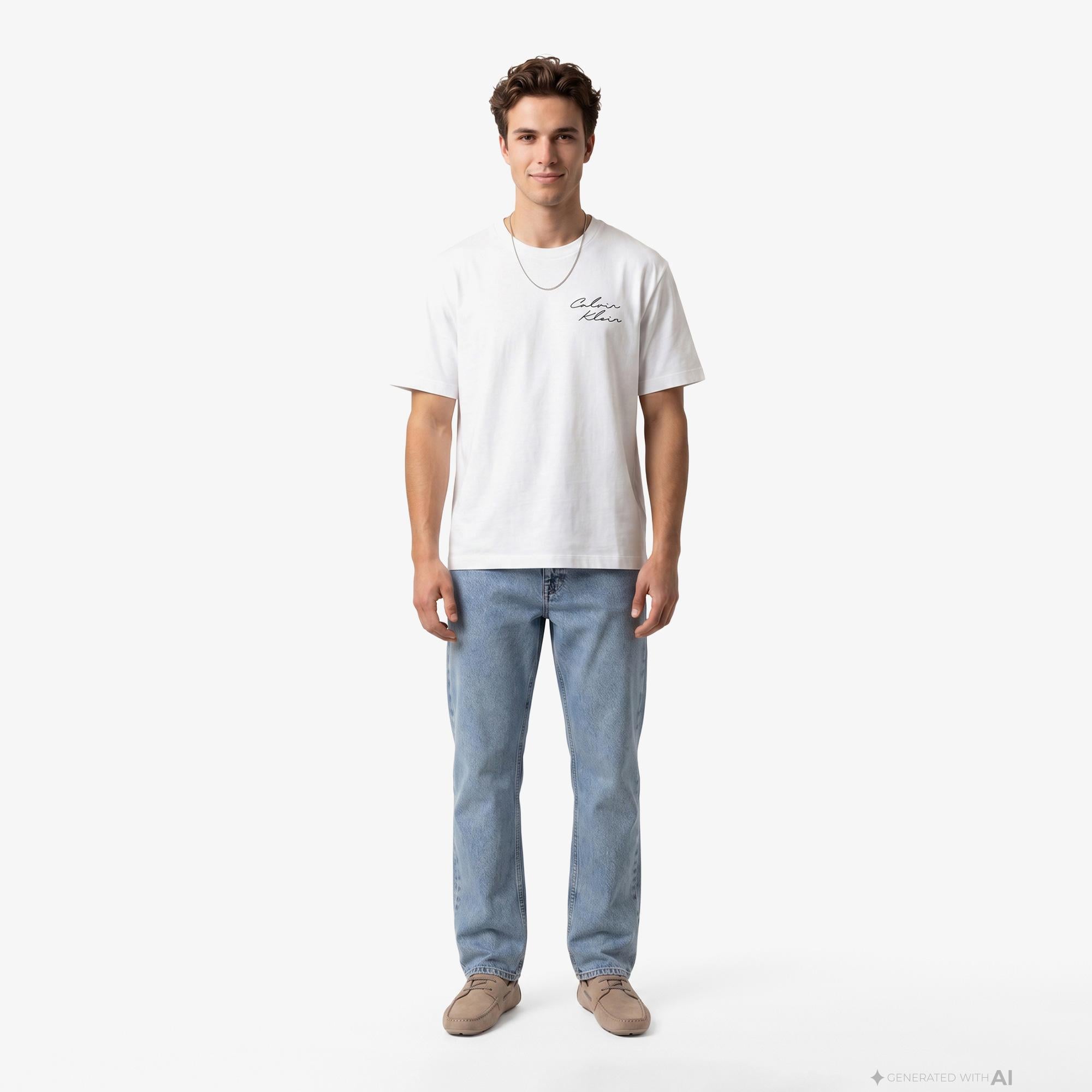 Calvin Klein April Graphic Seasonal Fashi Erkek Beyaz T-Shirt