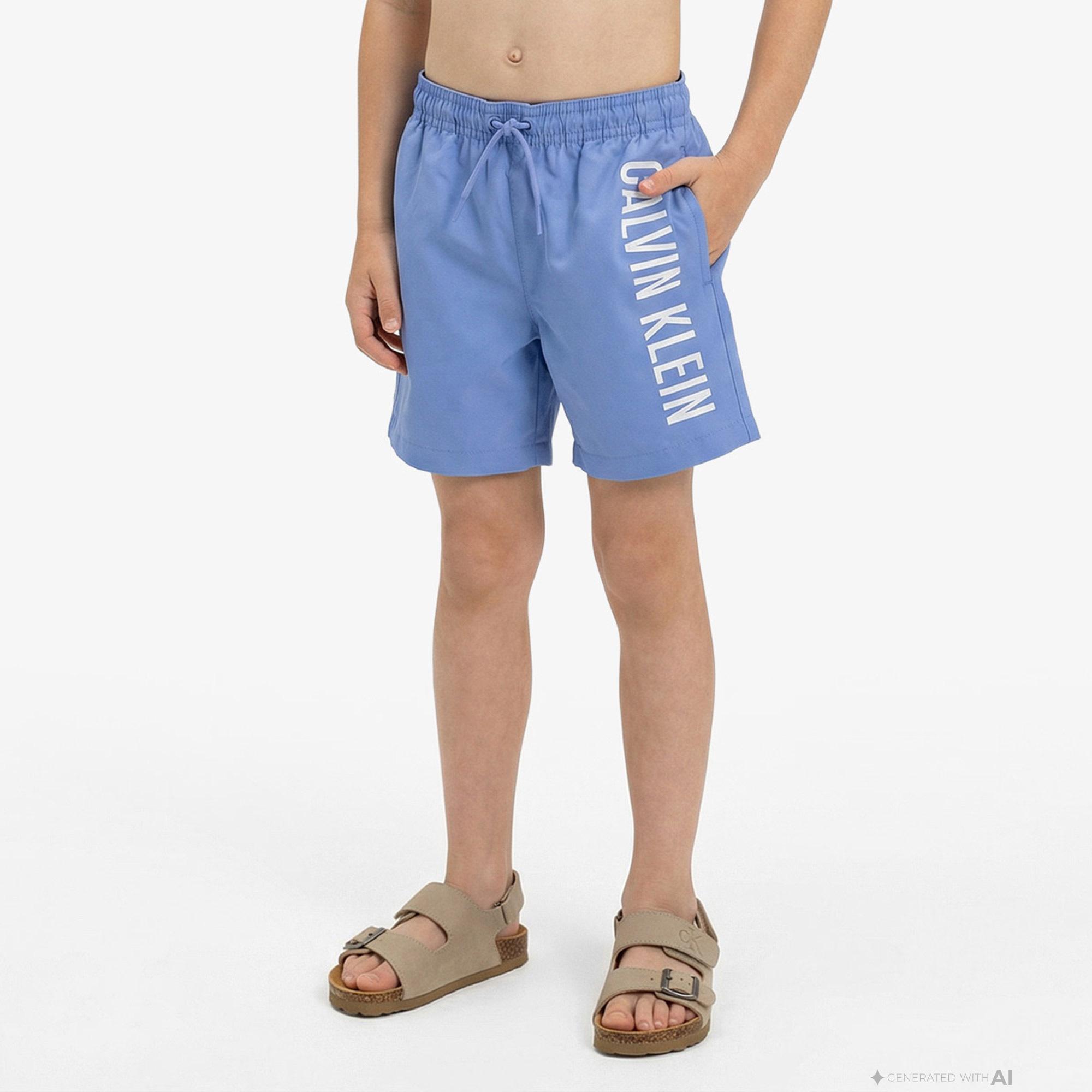 Calvin Klein Medium Drawstring Çocuk Mavi Deniz Şortu
