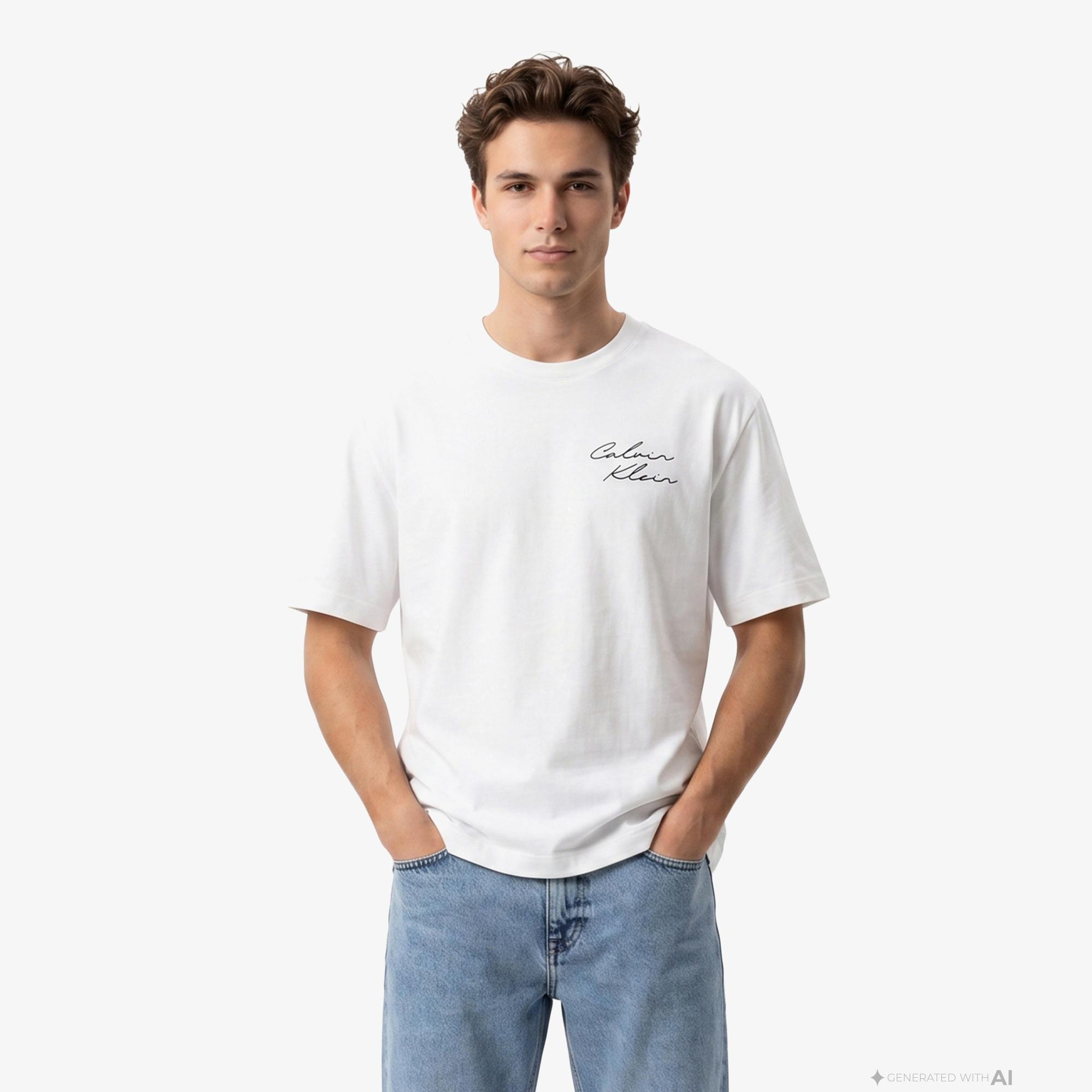 Calvin Klein April Graphic Seasonal Fashi Erkek Beyaz T-Shirt