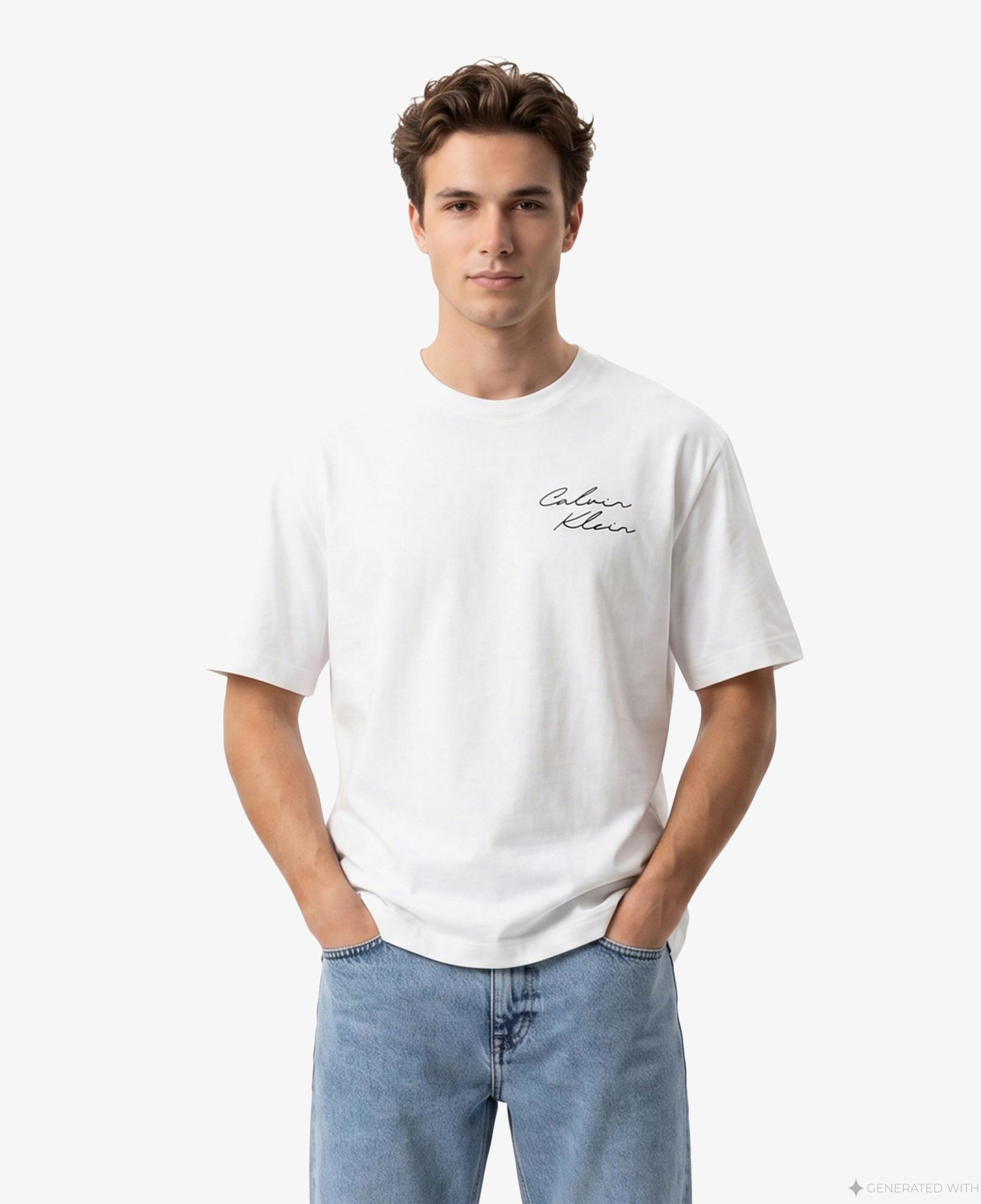 Calvin Klein April Graphic Seasonal Fashi Erkek Beyaz T-Shirt