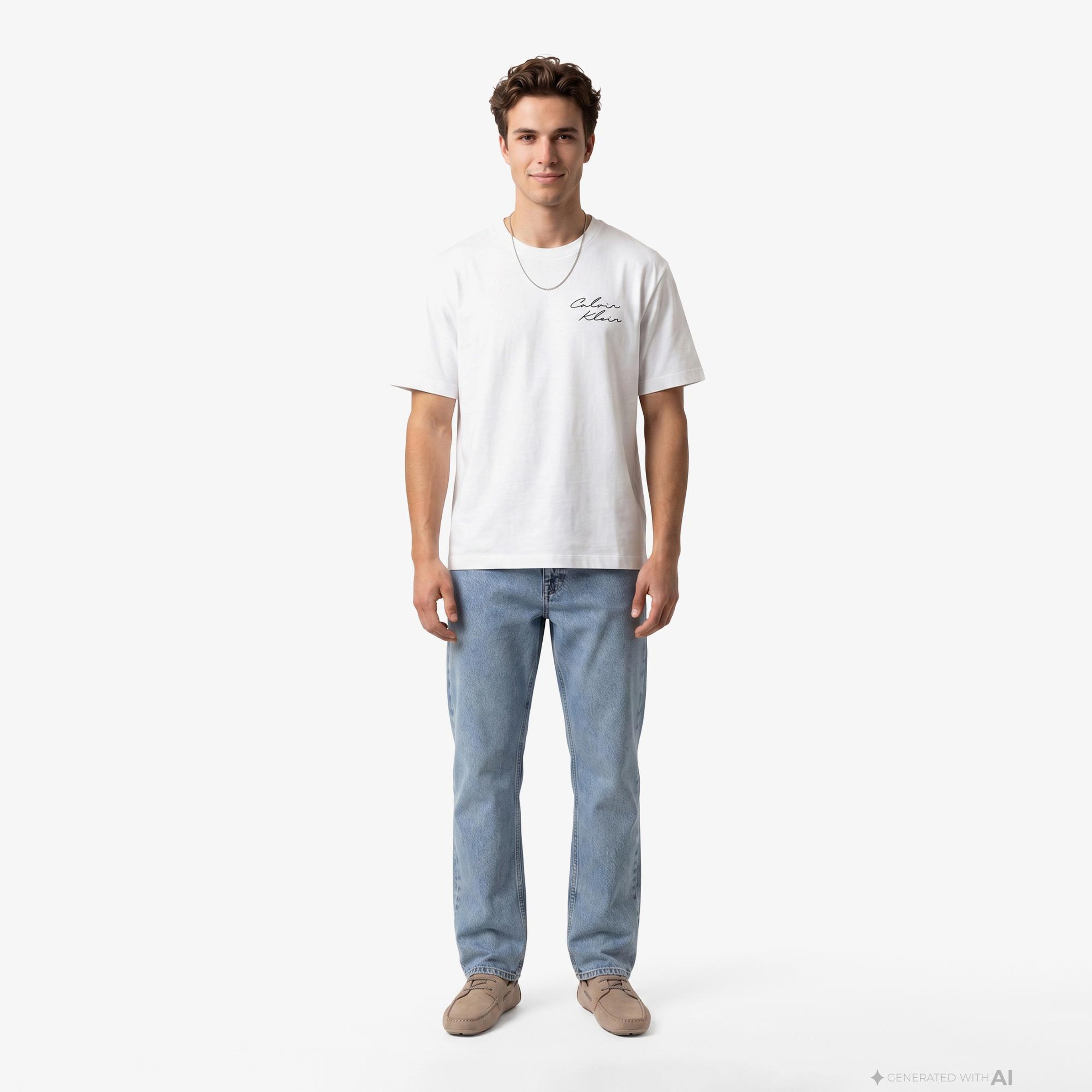 Calvin Klein April Graphic Seasonal Fashi Erkek Beyaz T-Shirt