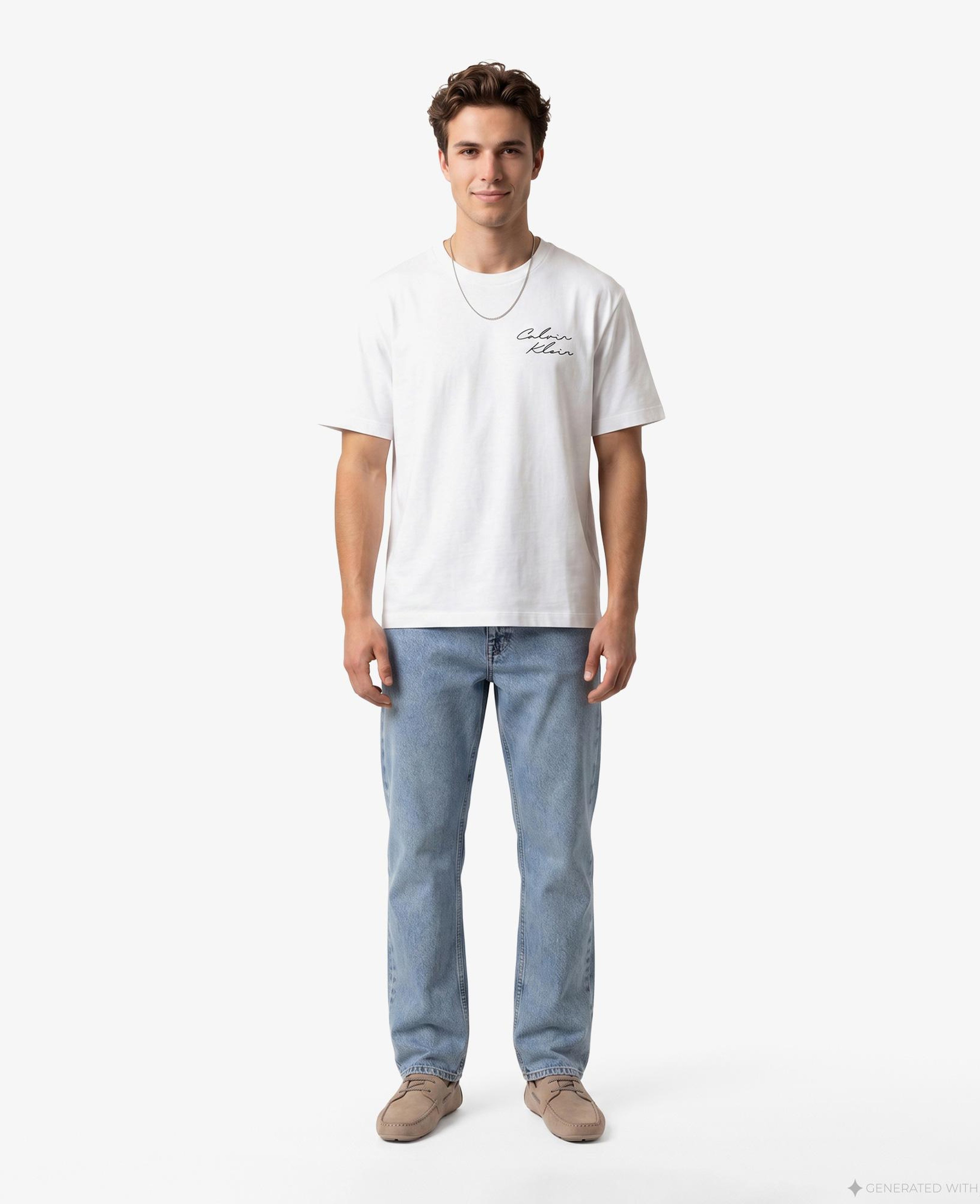 Calvin Klein April Graphic Seasonal Fashi Erkek Beyaz T-Shirt