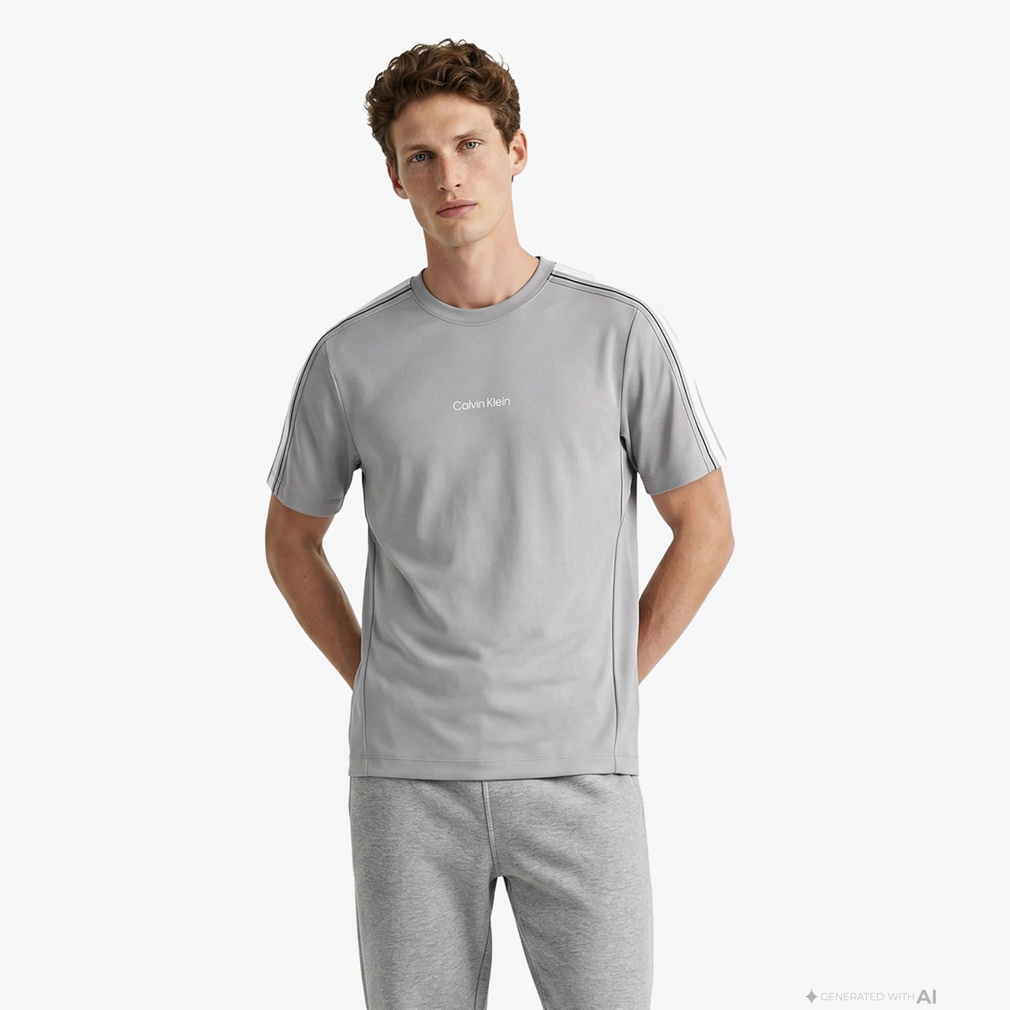 Calvin Klein Tape Erkek Gri T-Shirt
