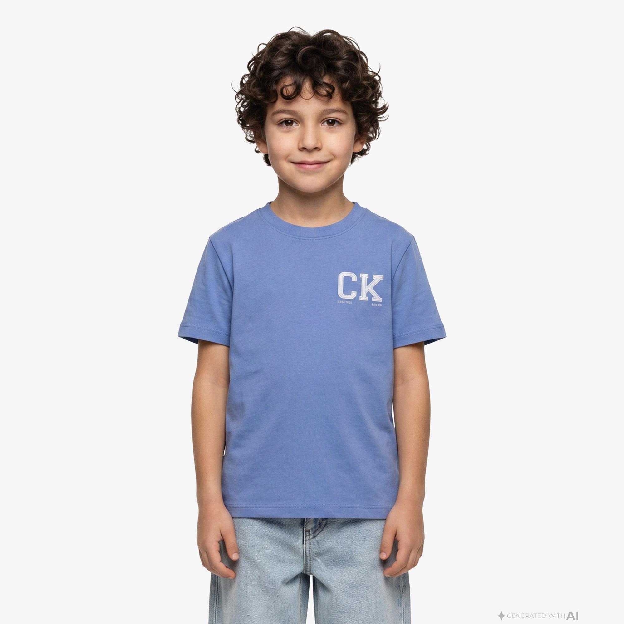 Calvin Klein Chest Logo Çocuk Mavi T-Shirt