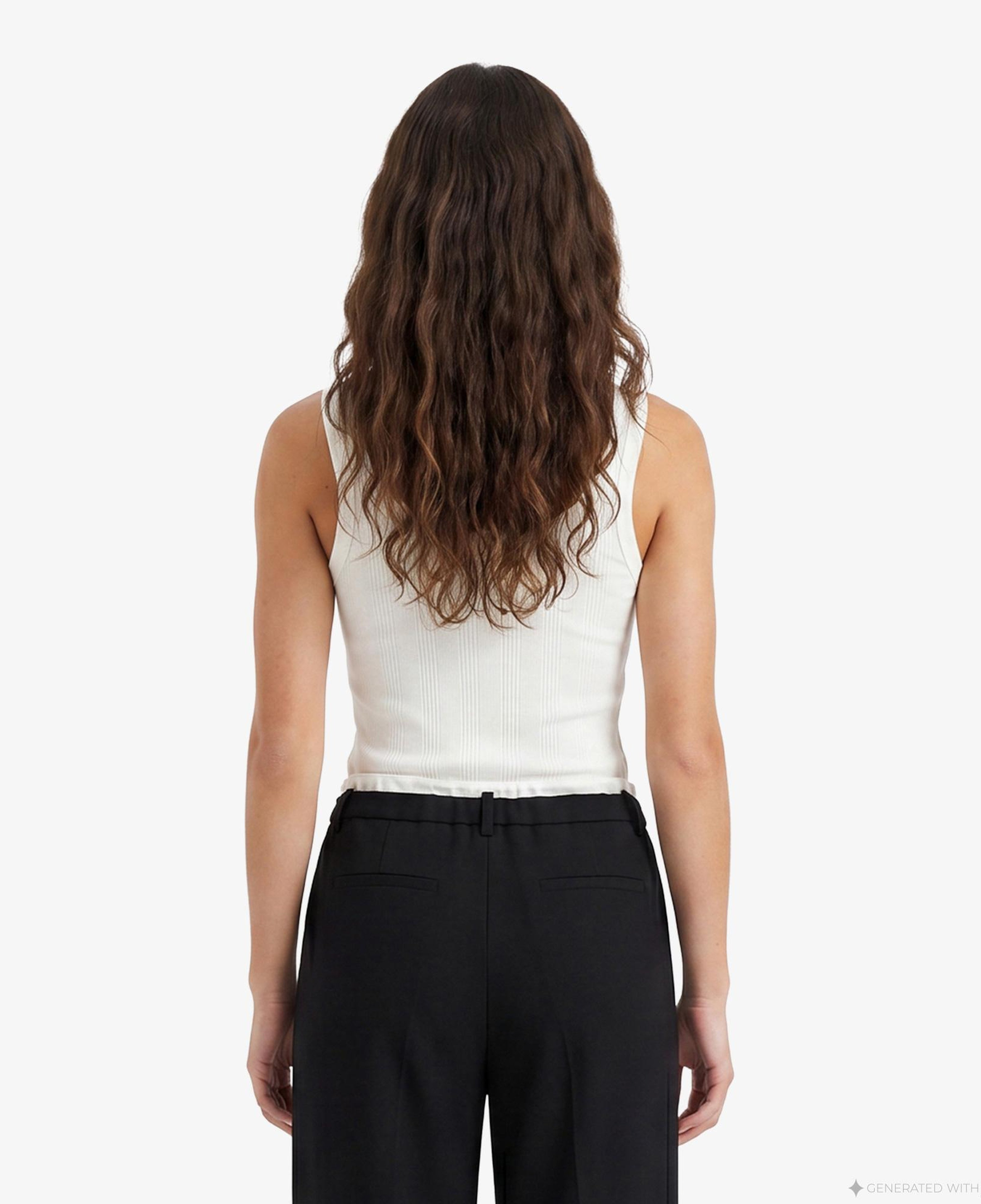 Calvin Klein Varigated Nano Logo Kadın Beyaz Kolsuz T-Shirt