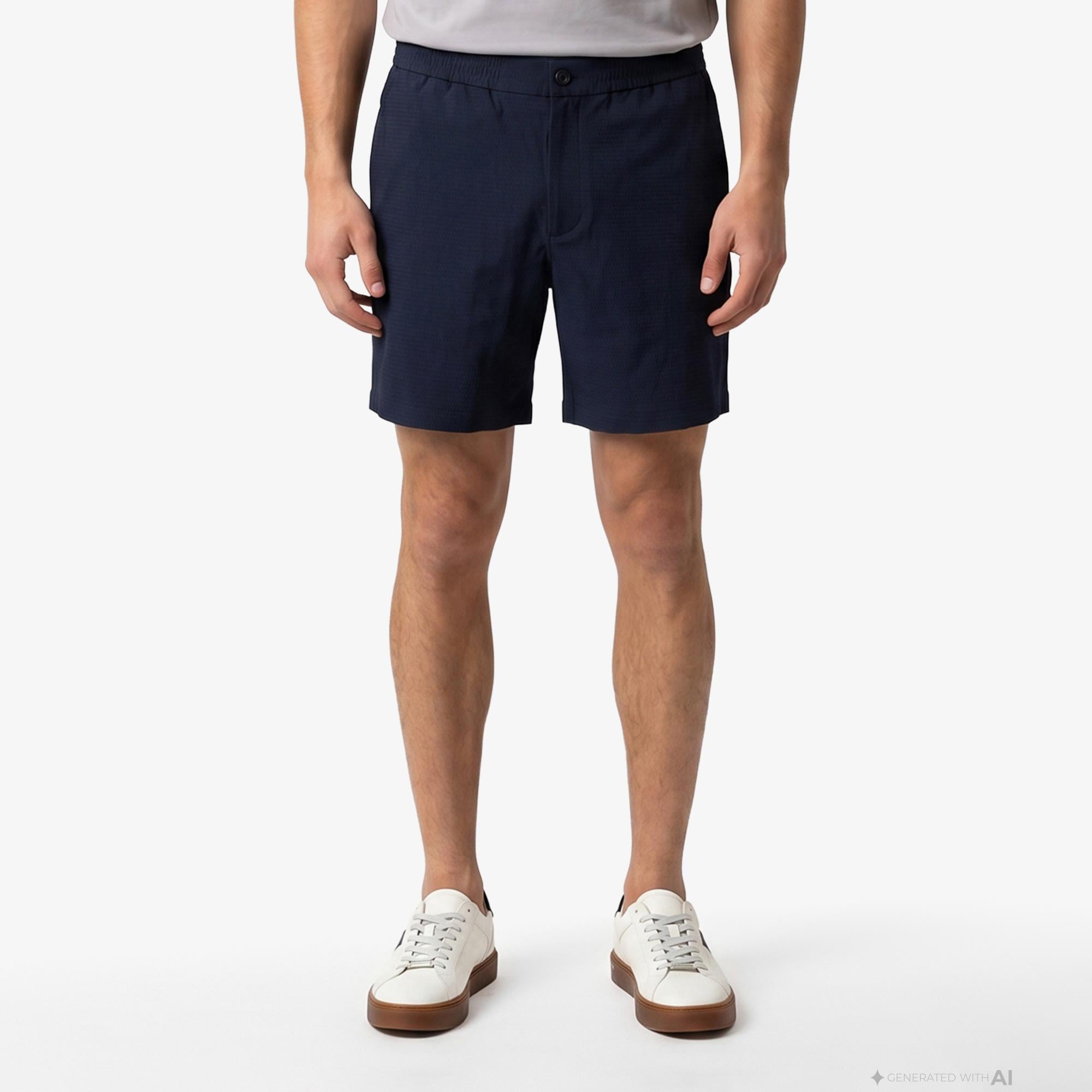 Calvin Klein Straight Seersucker Elastic Erkek Mavi Şort