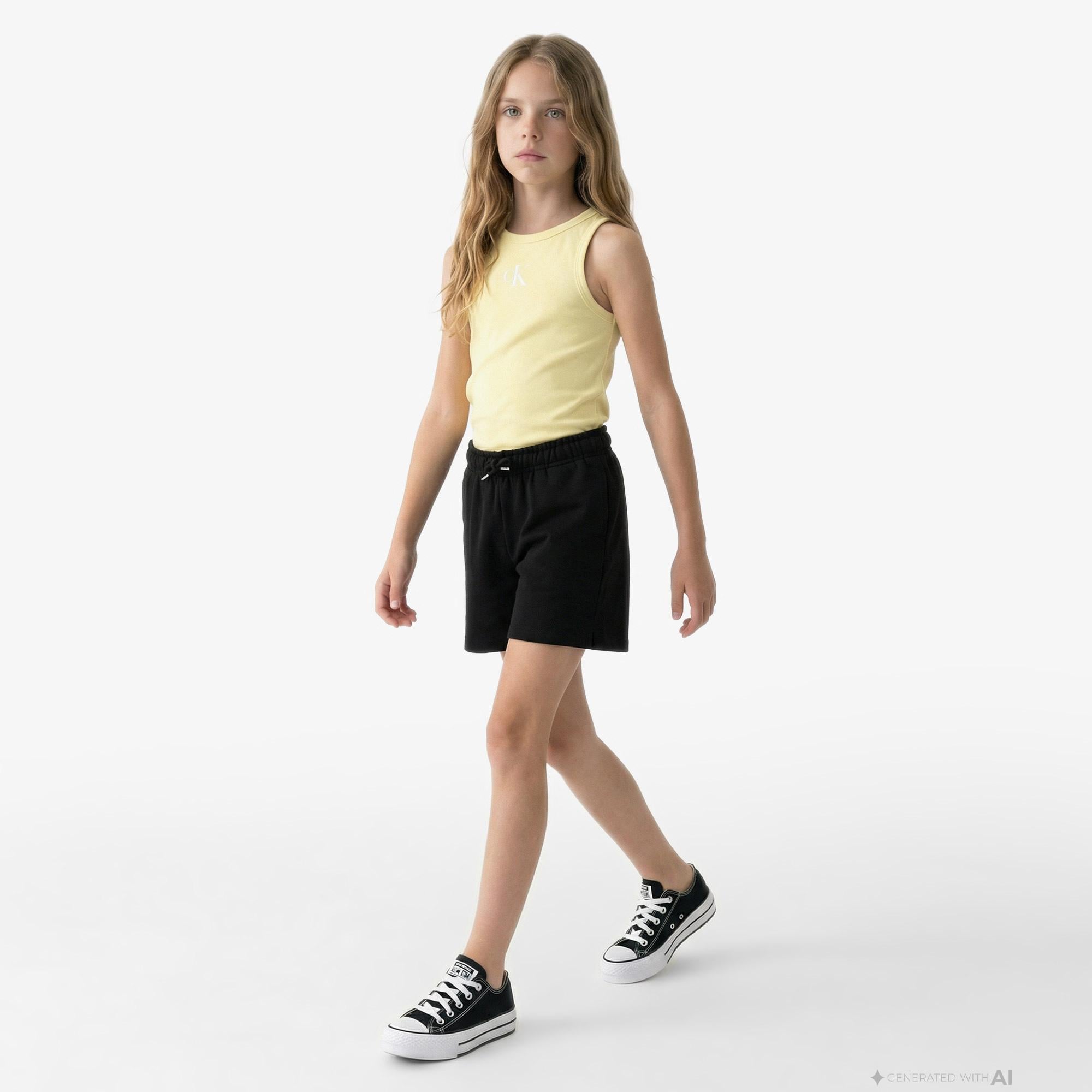 Calvin Klein Logo Çocuk Sarı Kolsuz T-Shirt