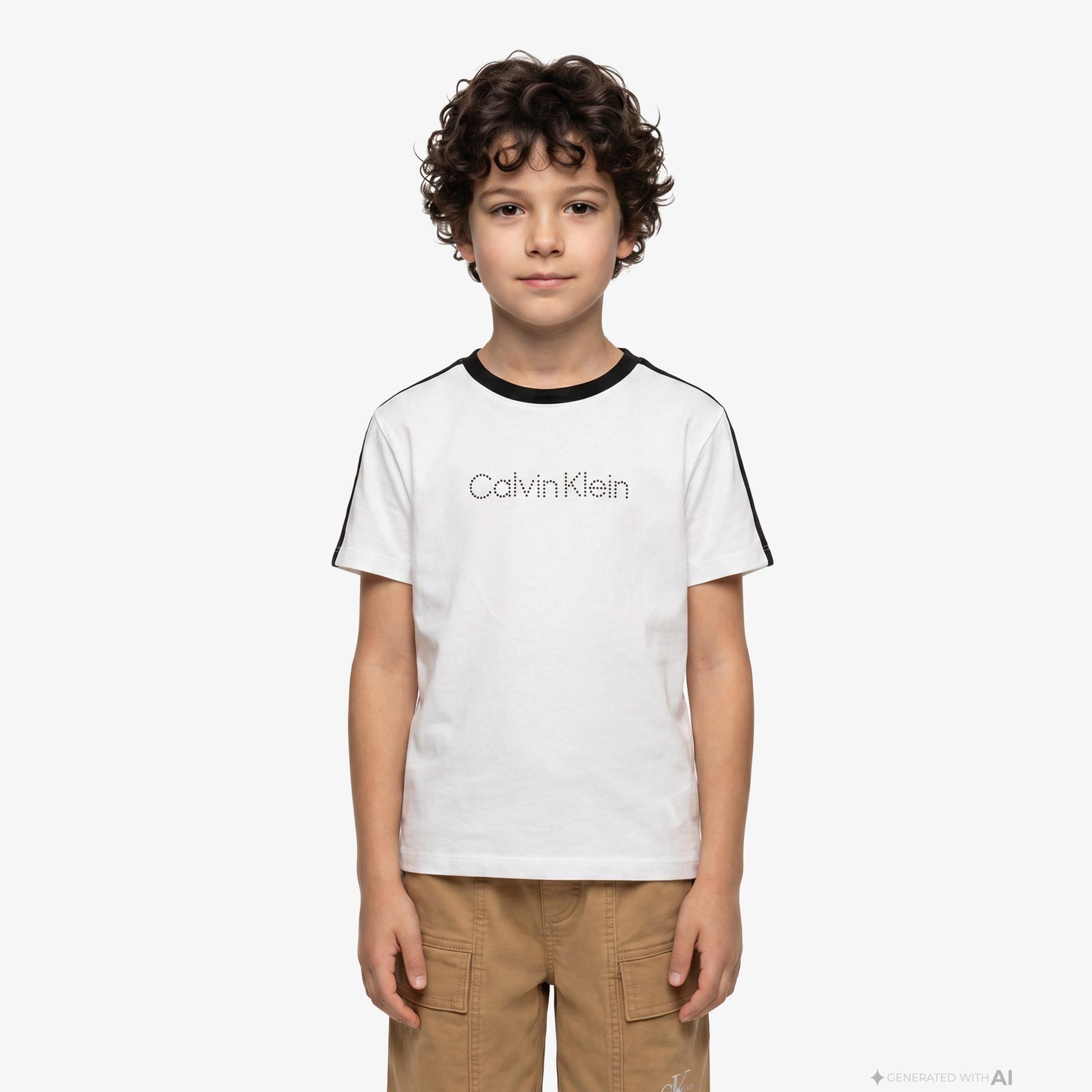 Calvin Klein Taping Çocuk Beyaz T-Shirt