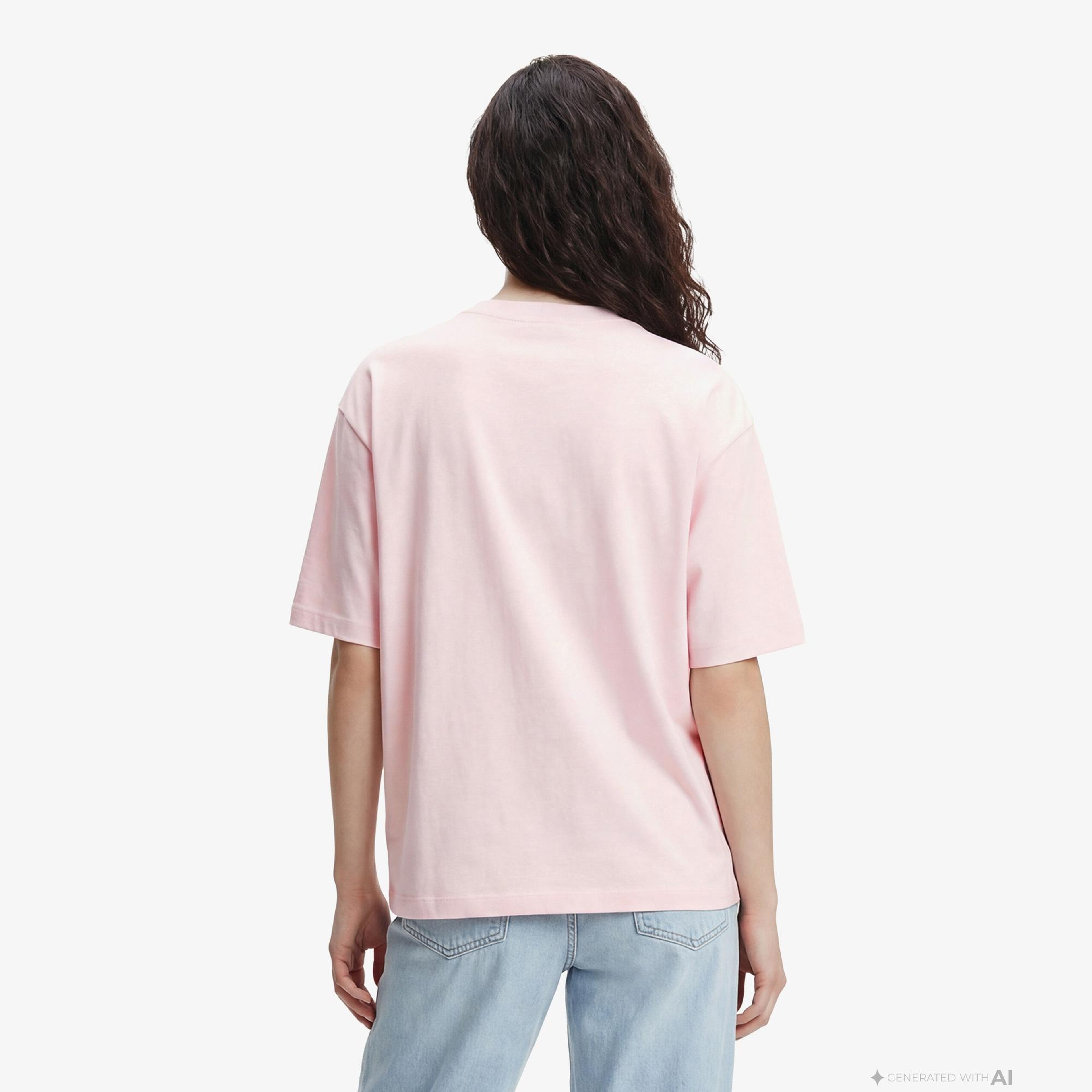 Calvin Klein Relaxed Sequin Logo Kadın Pembe T-Shirt