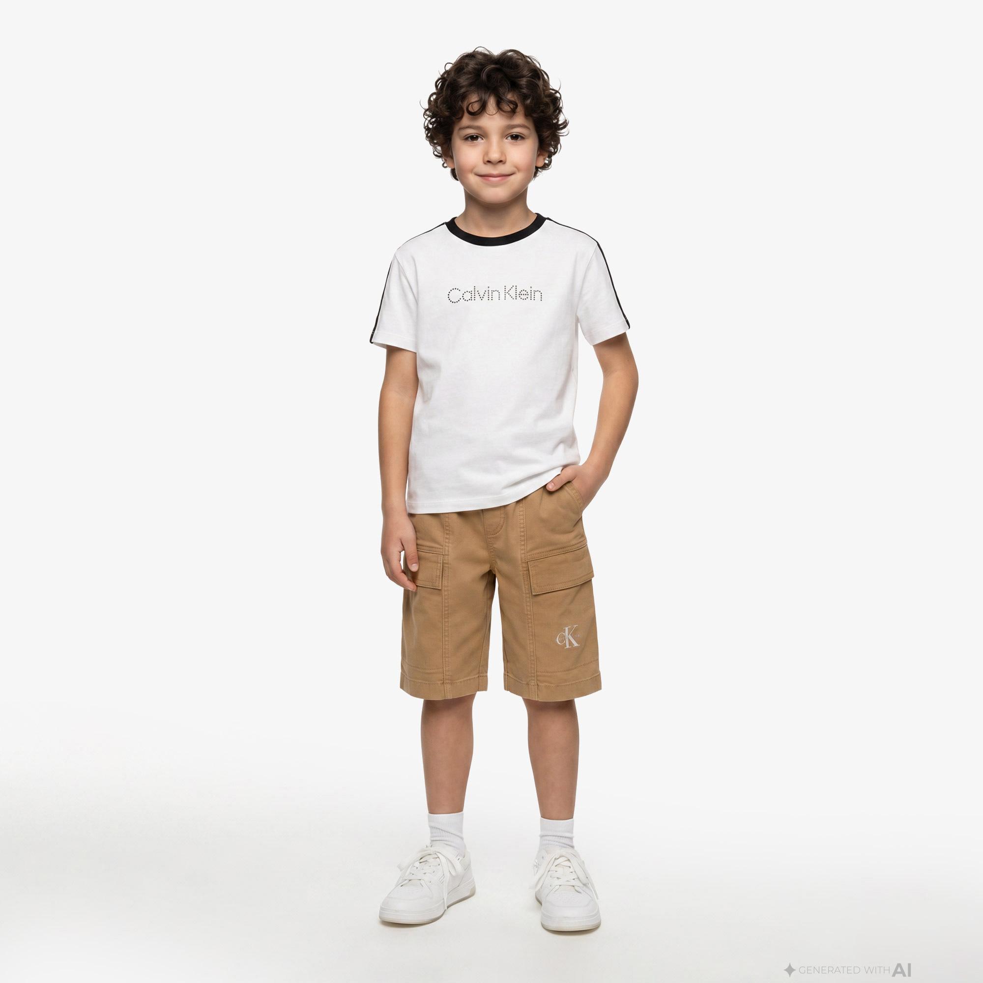 Calvin Klein Taping Çocuk Beyaz T-Shirt