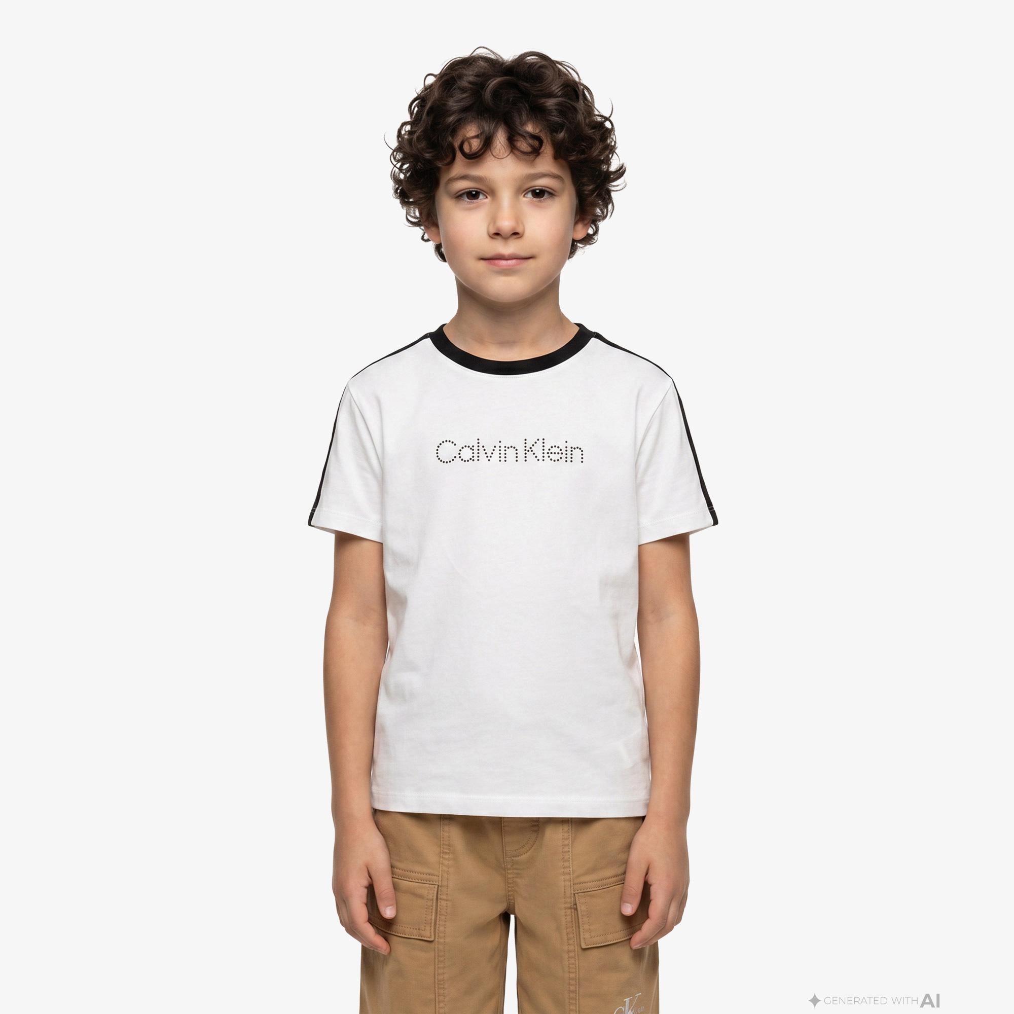 Calvin Klein Taping Çocuk Beyaz T-Shirt