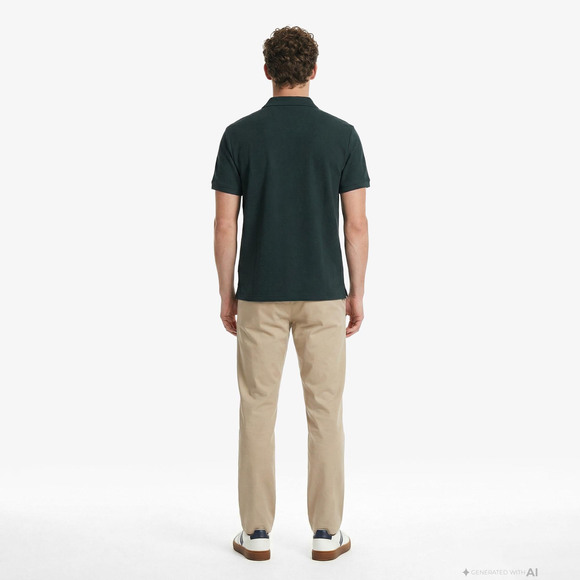 Calvin Klein Easy Micro Waffle Camp Erkek Yeşil Polo