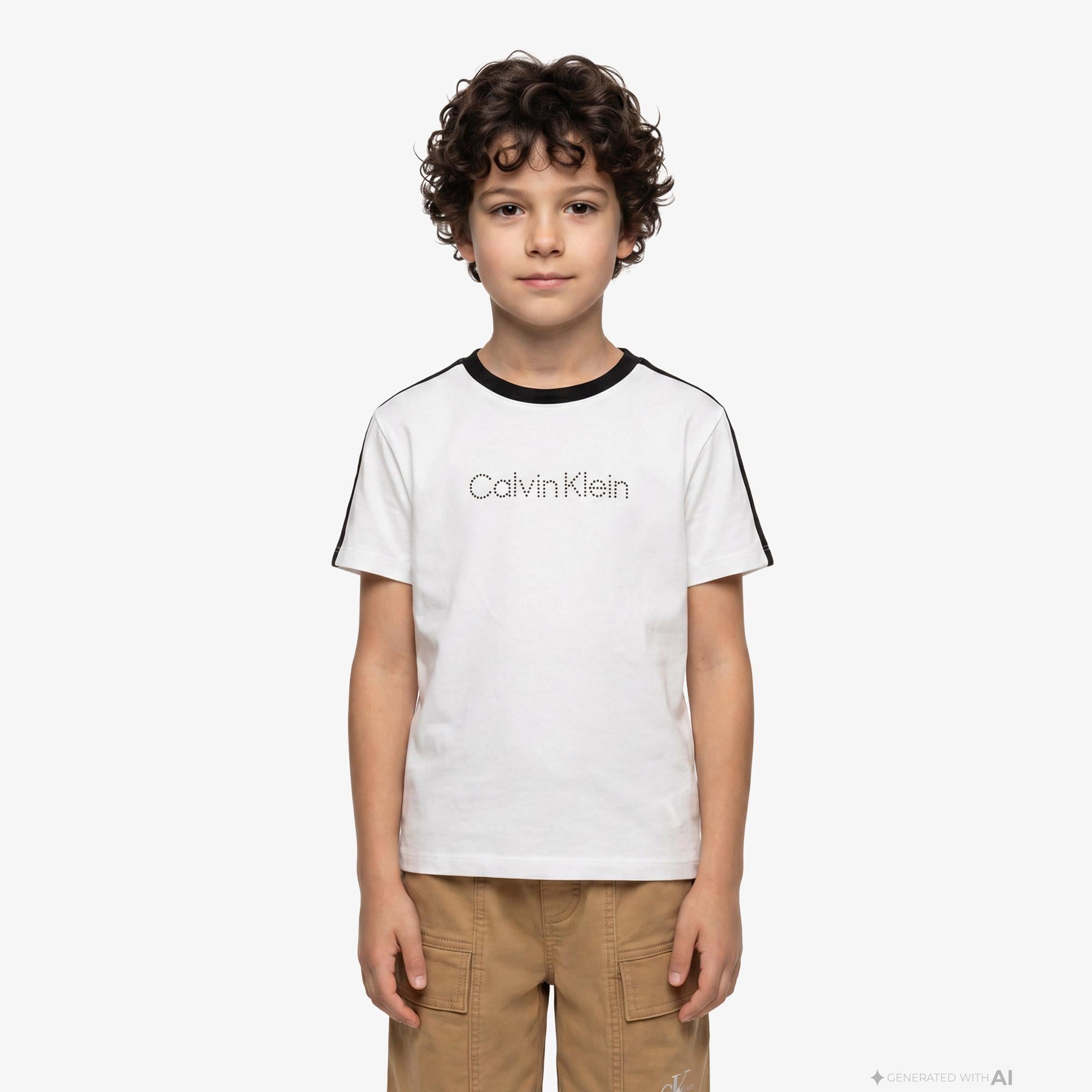Calvin Klein Taping Çocuk Beyaz T-Shirt