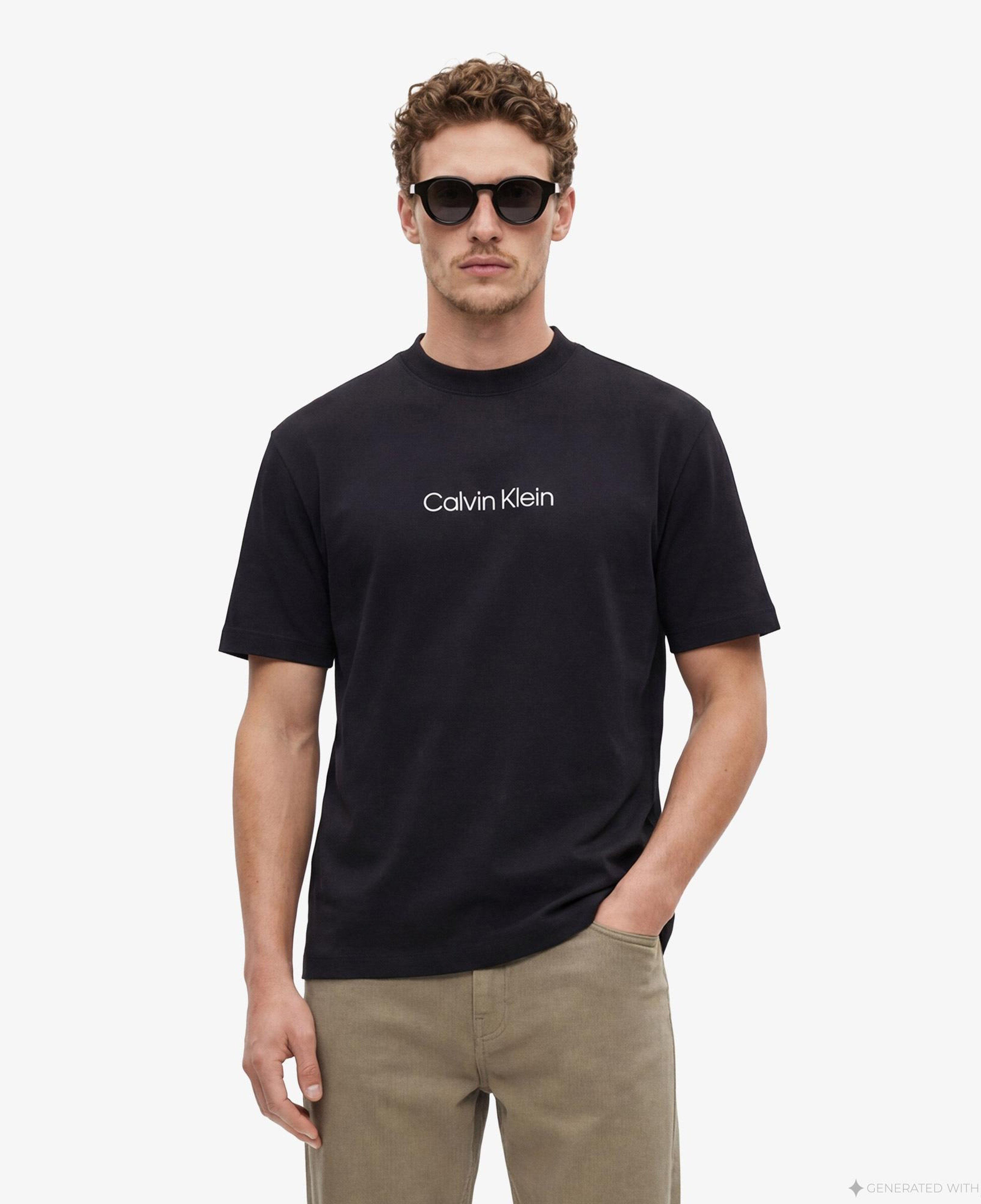 Calvin Klein Relaxed Standard Logo Crewnk Erkek Siyah T-Shirt