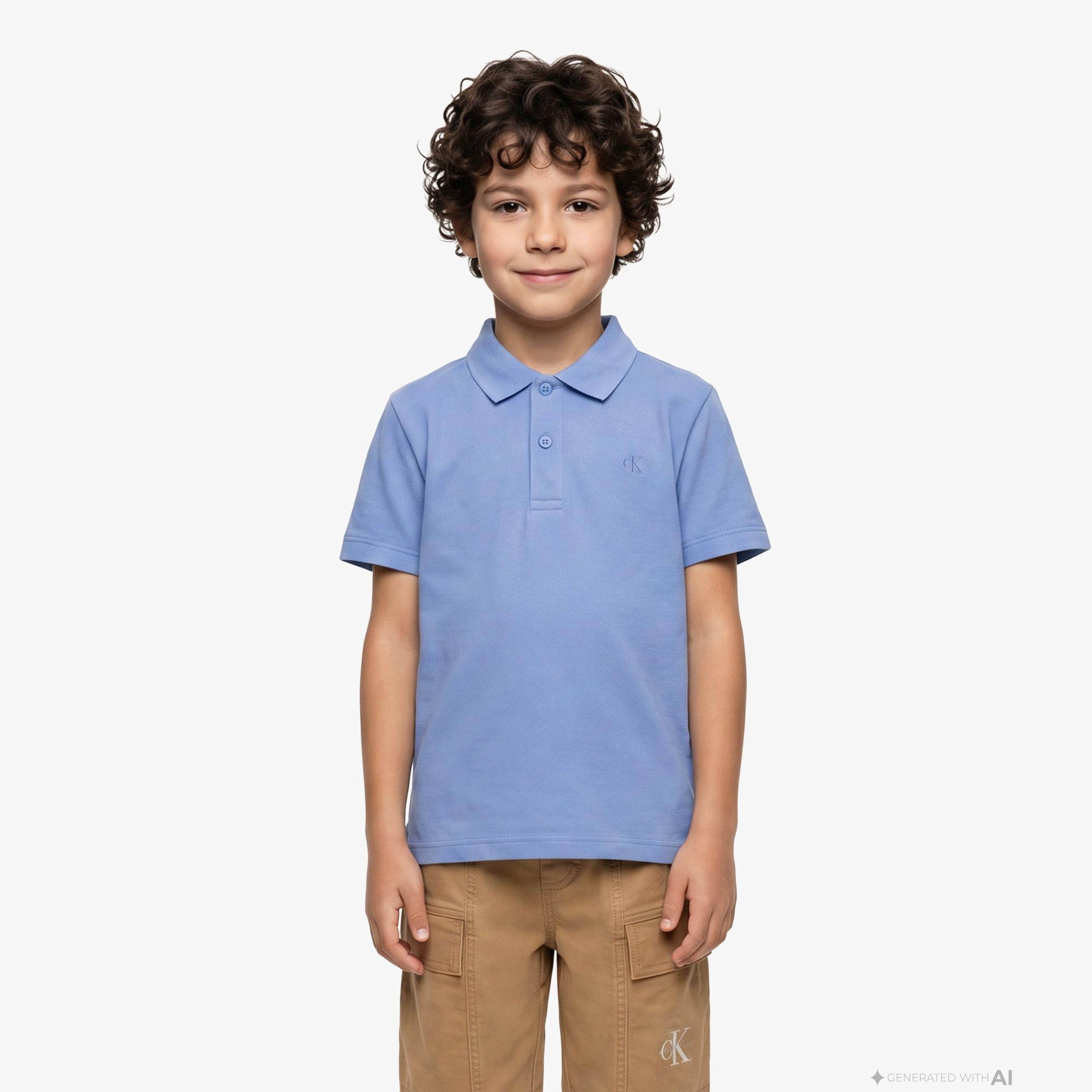 Calvin Klein Solid Çocuk Mavi Polo