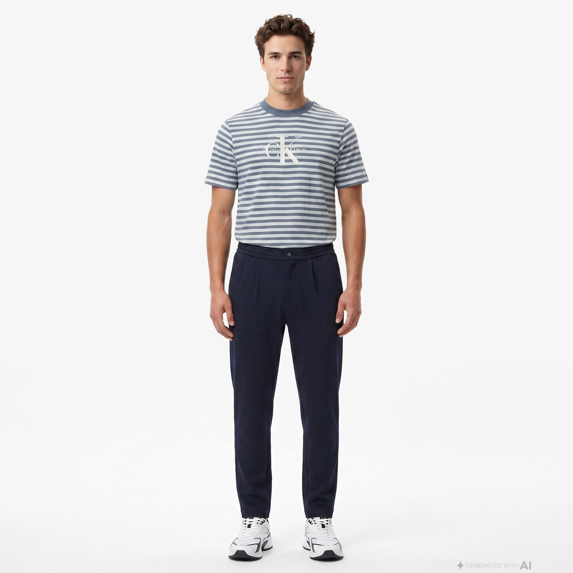 Calvin Klein Tapered Tech Knit Pleated Erkek Mavi Pantolon