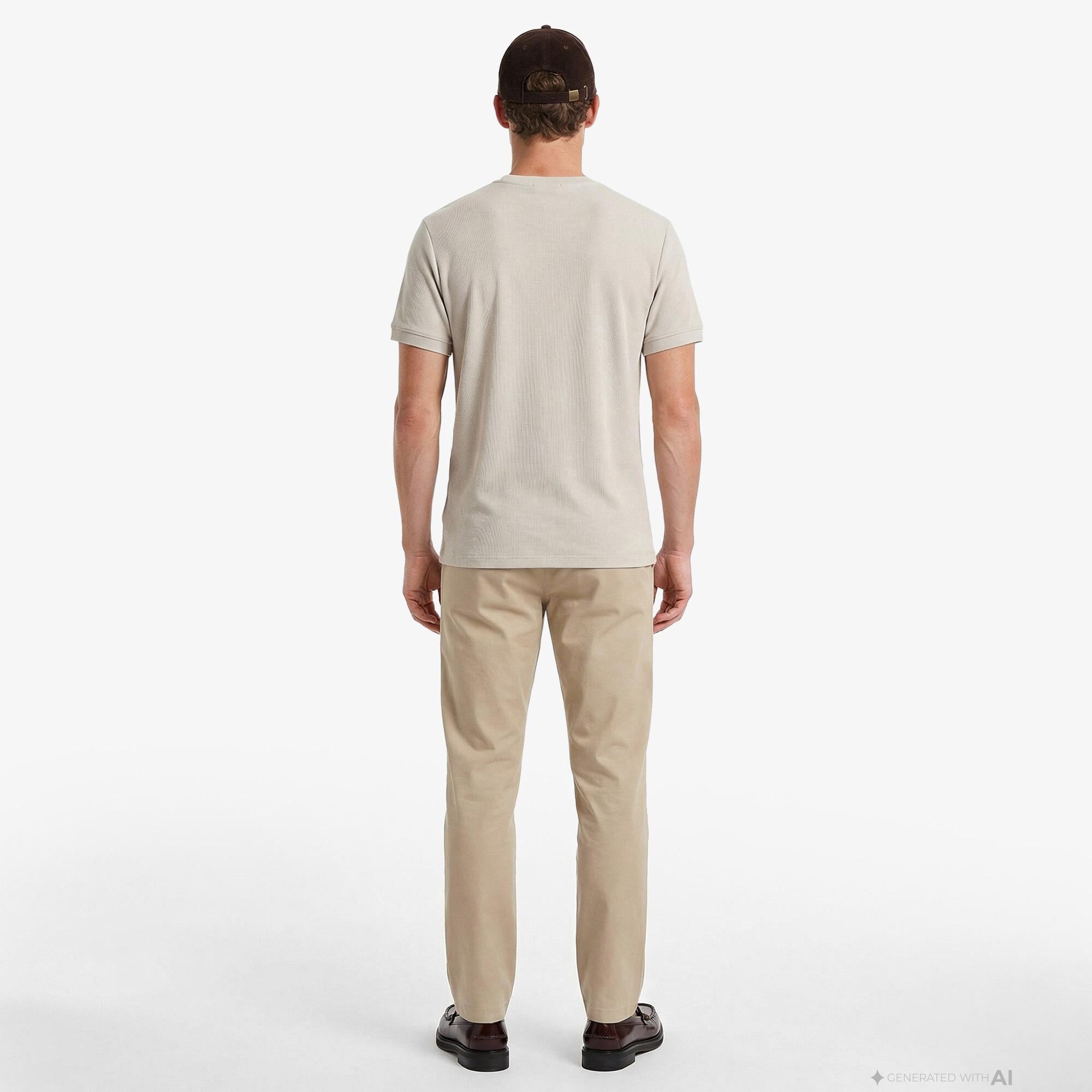 Calvin Klein Slim Micro Waffle Crewnk  Erkek Bej T-Shirt