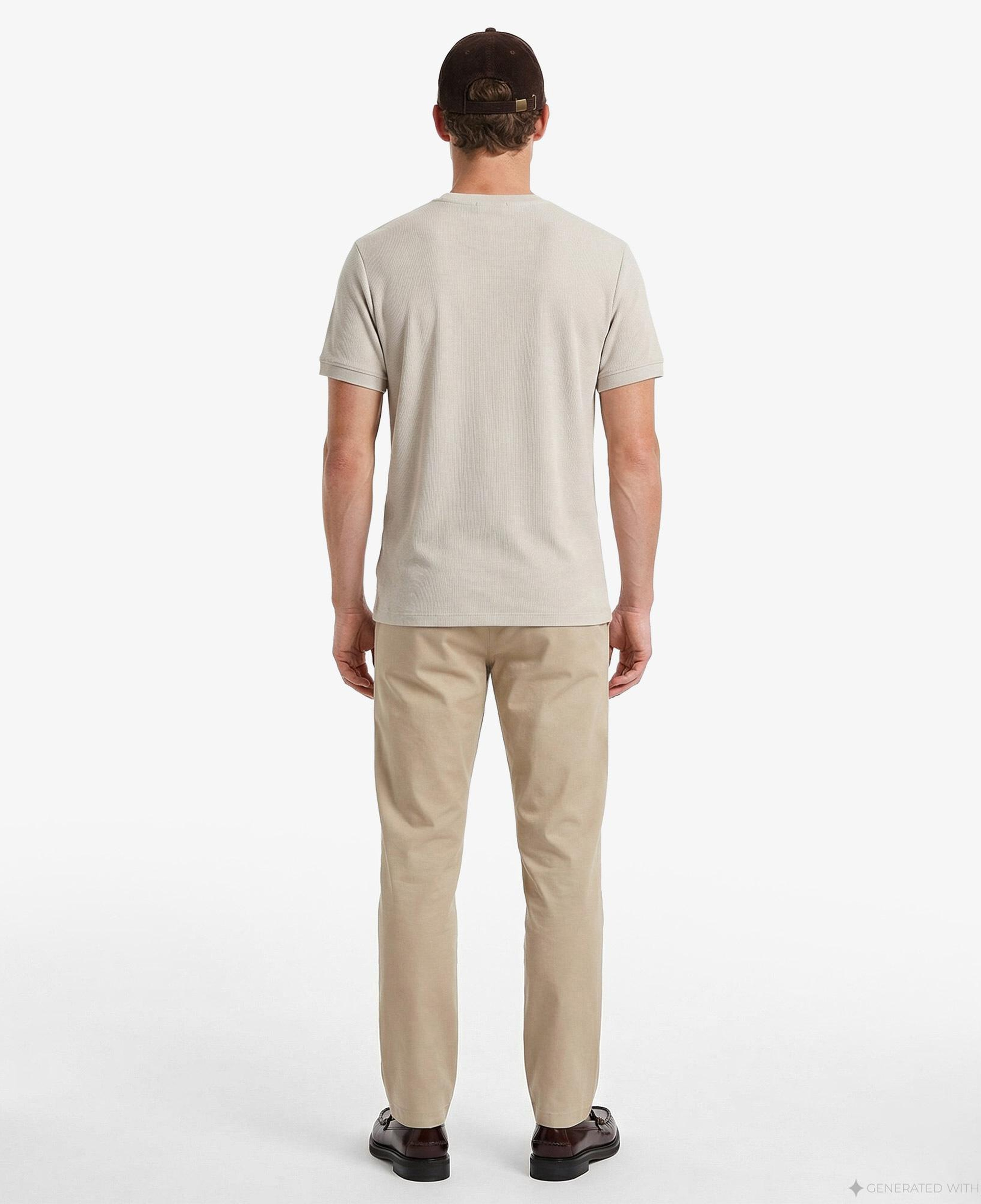 Calvin Klein Slim Micro Waffle Crewnk Erkek Bej T-Shirt