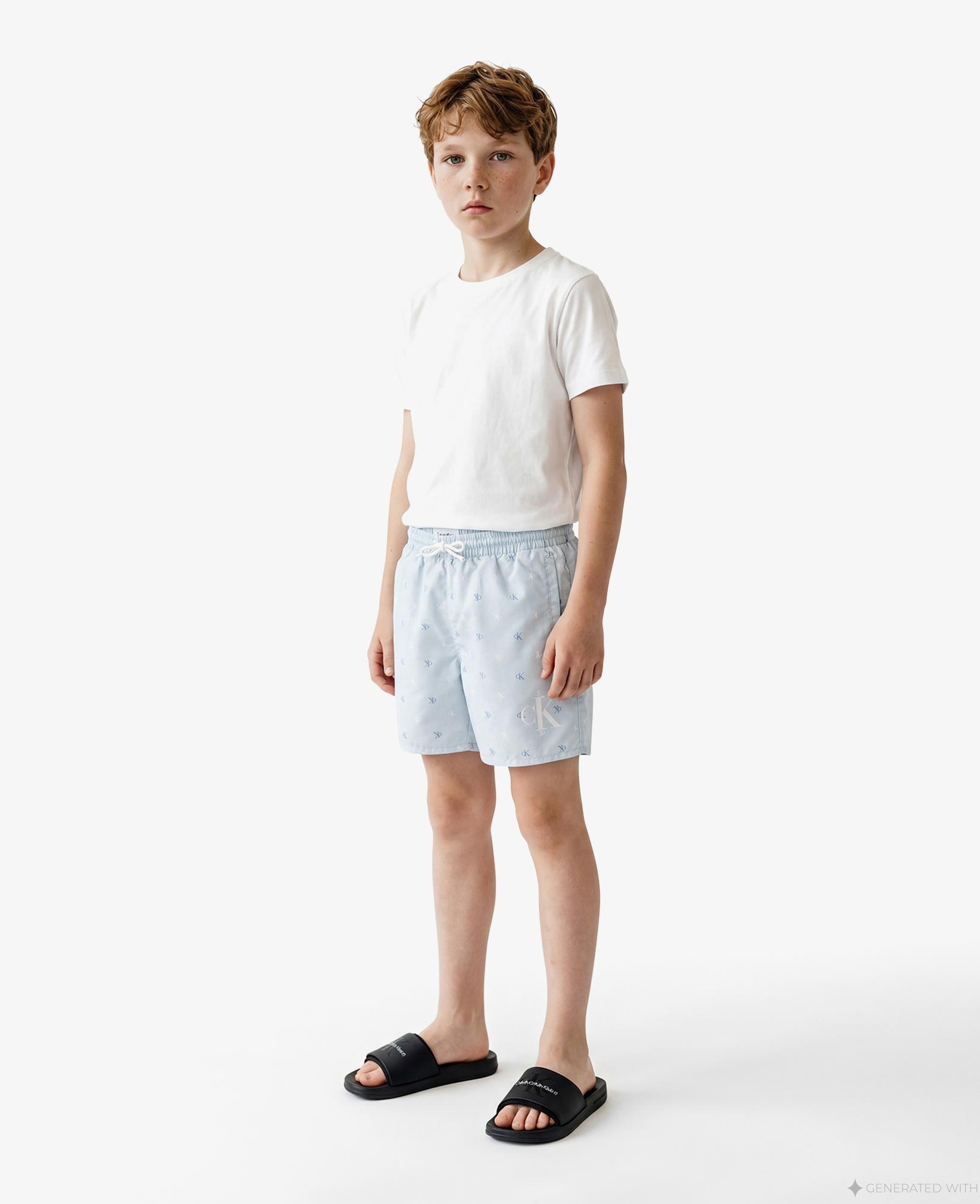 Calvin Klein Medium Drawstring-Print Çocuk Mavi Deniz Şortu