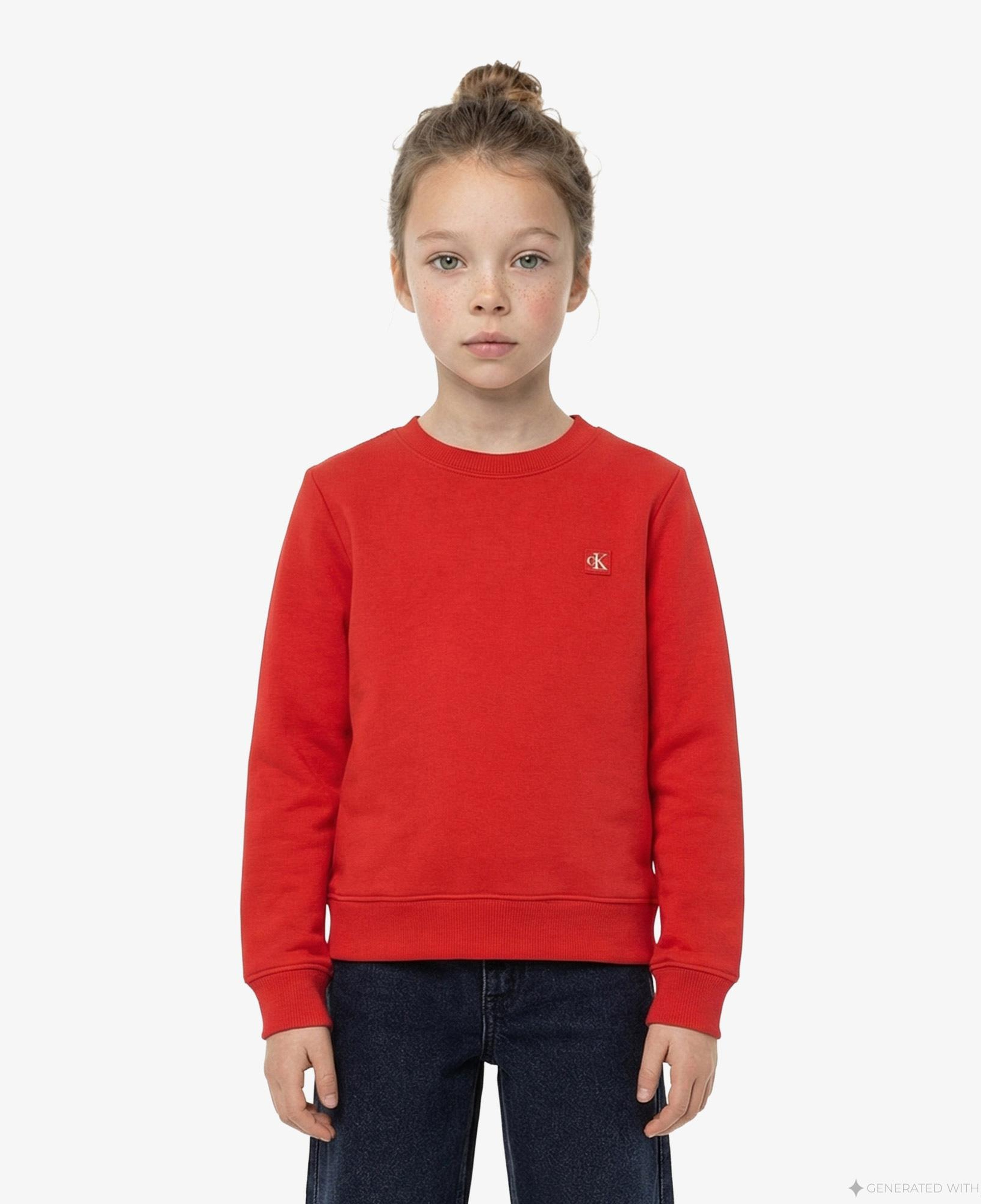 Calvin Klein Mono Mini Badge Çocuk Kırmızı Sweatshirt