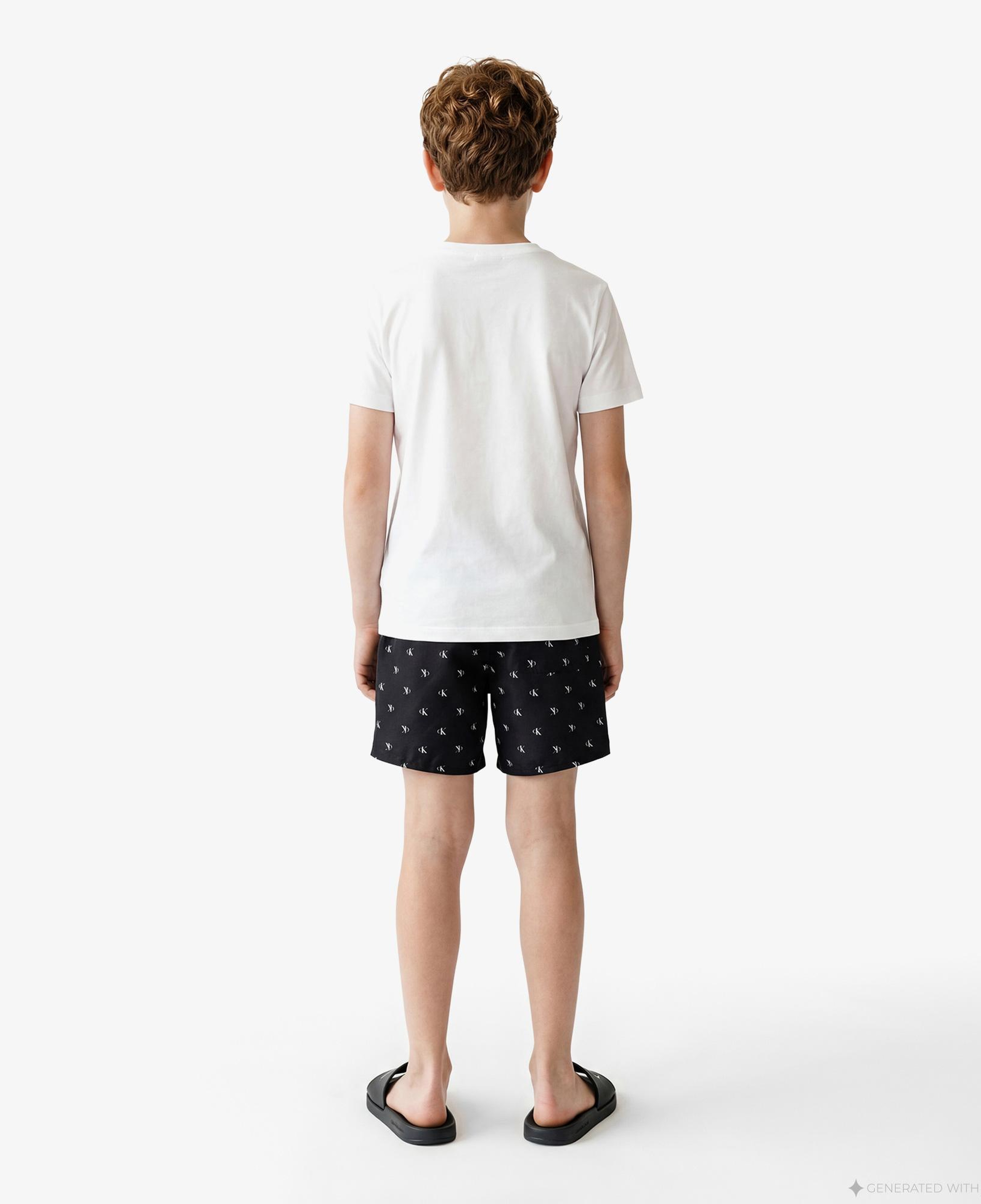 Calvin Klein Medium Drawstring-Print Çocuk Siyah Deniz Şortu