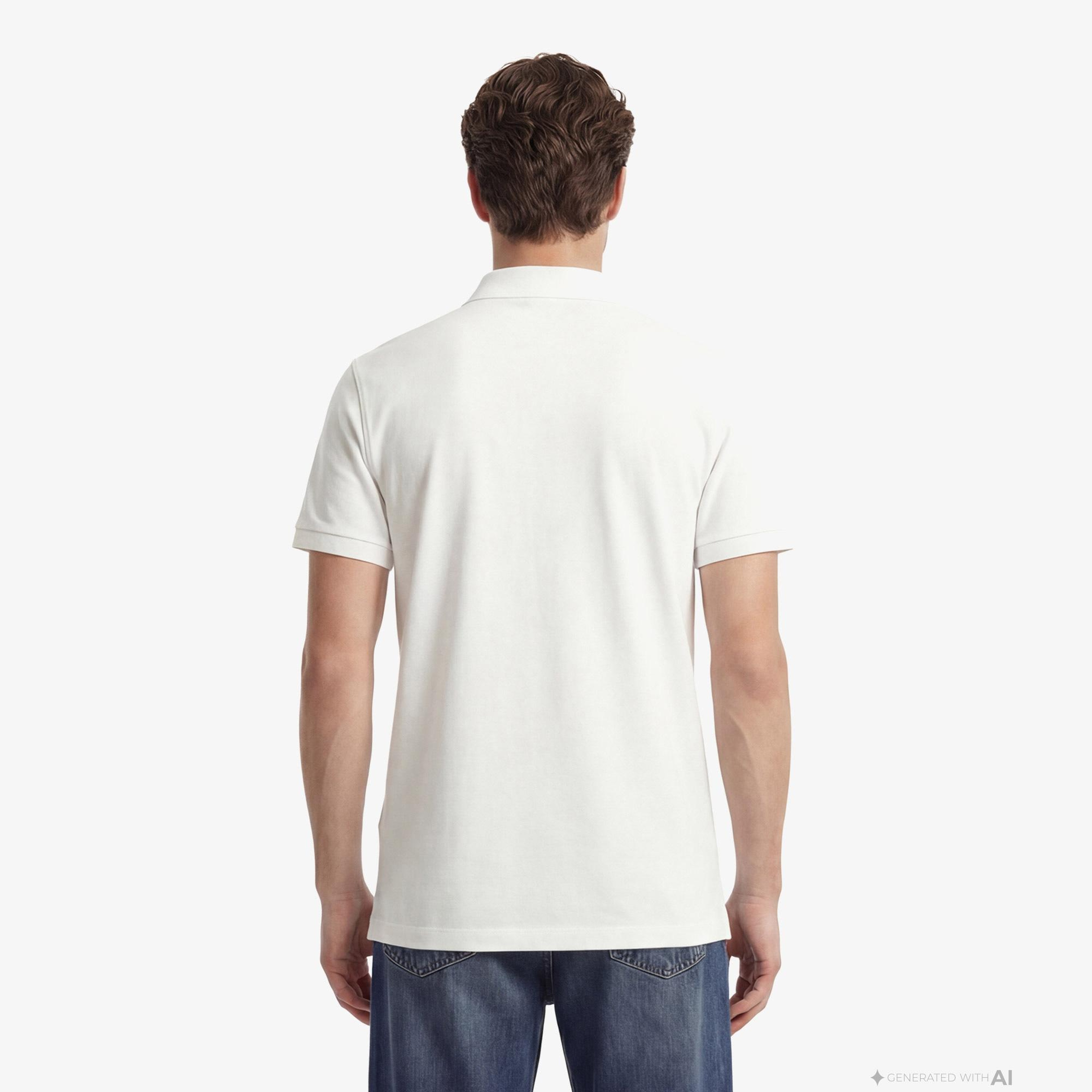 Calvin Klein Slim Supima Zip Erkek Beyaz Polo