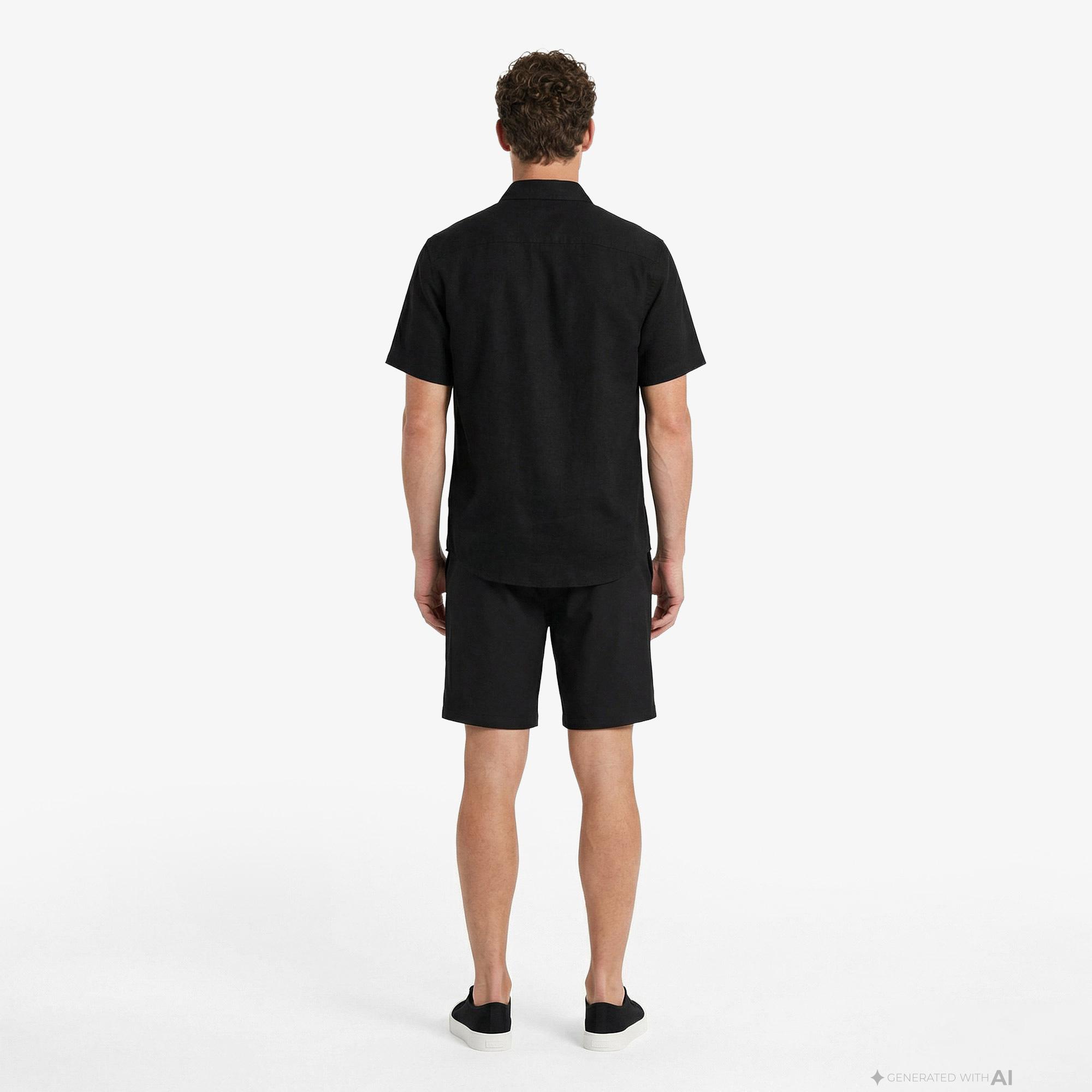 Calvin Klein Solid Causal Classic Erkek Siyah Keten Gömlek
