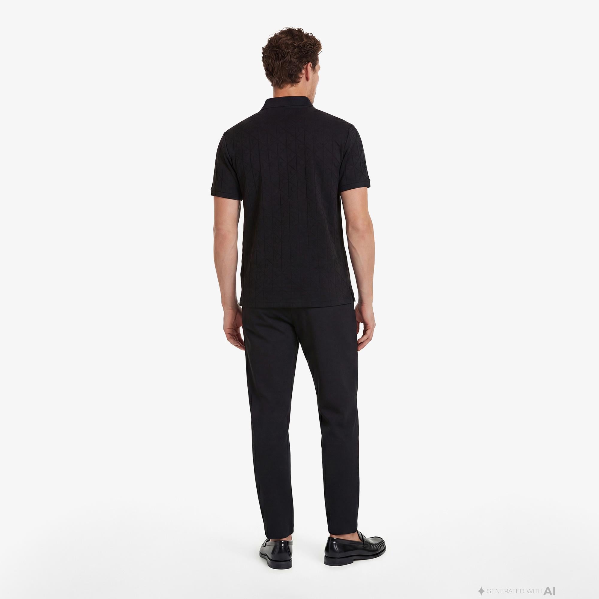 Calvin Klein Mercerized Emblem Jacquar Erkek Siyah Polo
