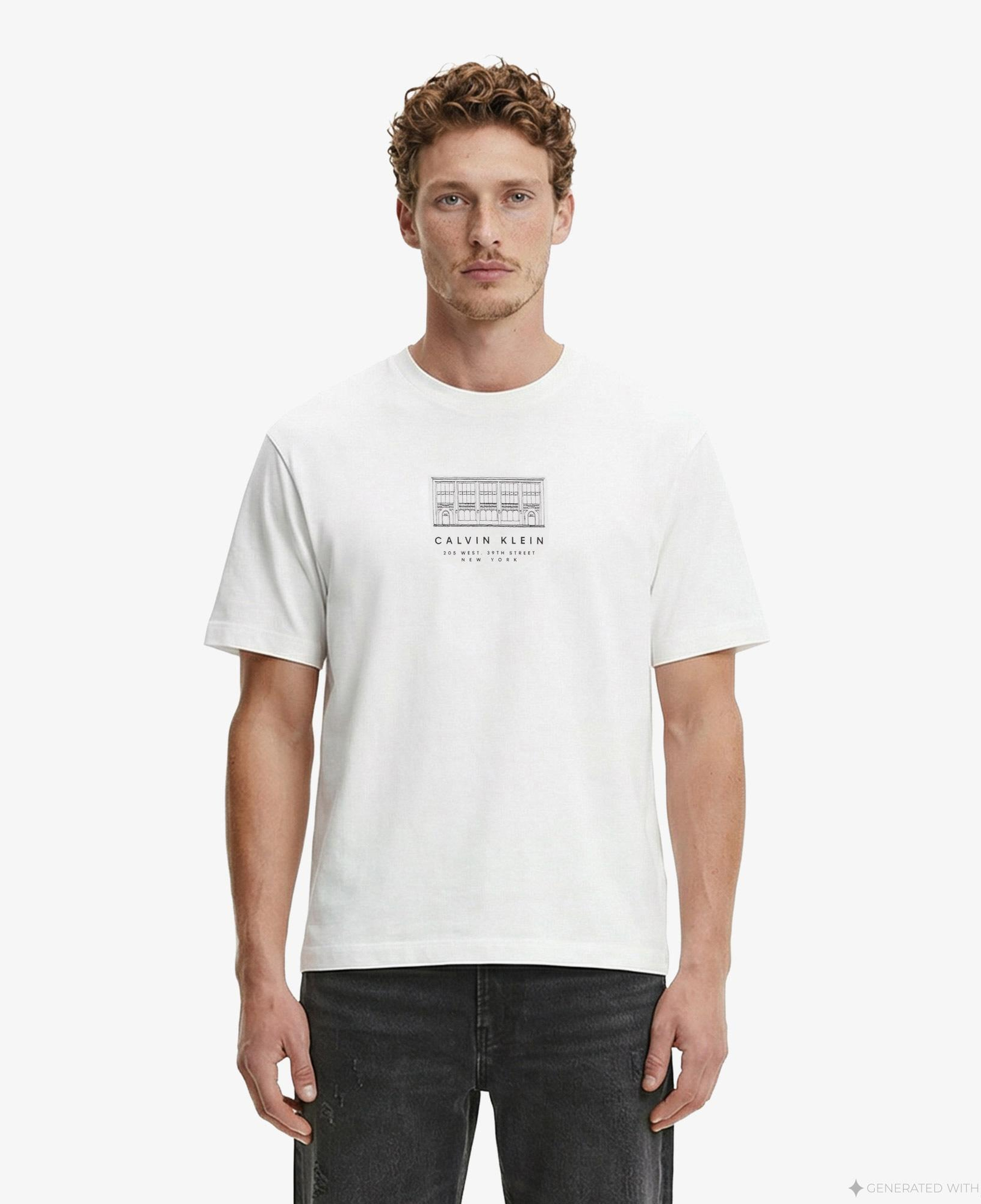 Calvin Klein 16S March Graphic Seasonal Erkek Beyaz T-Shirt