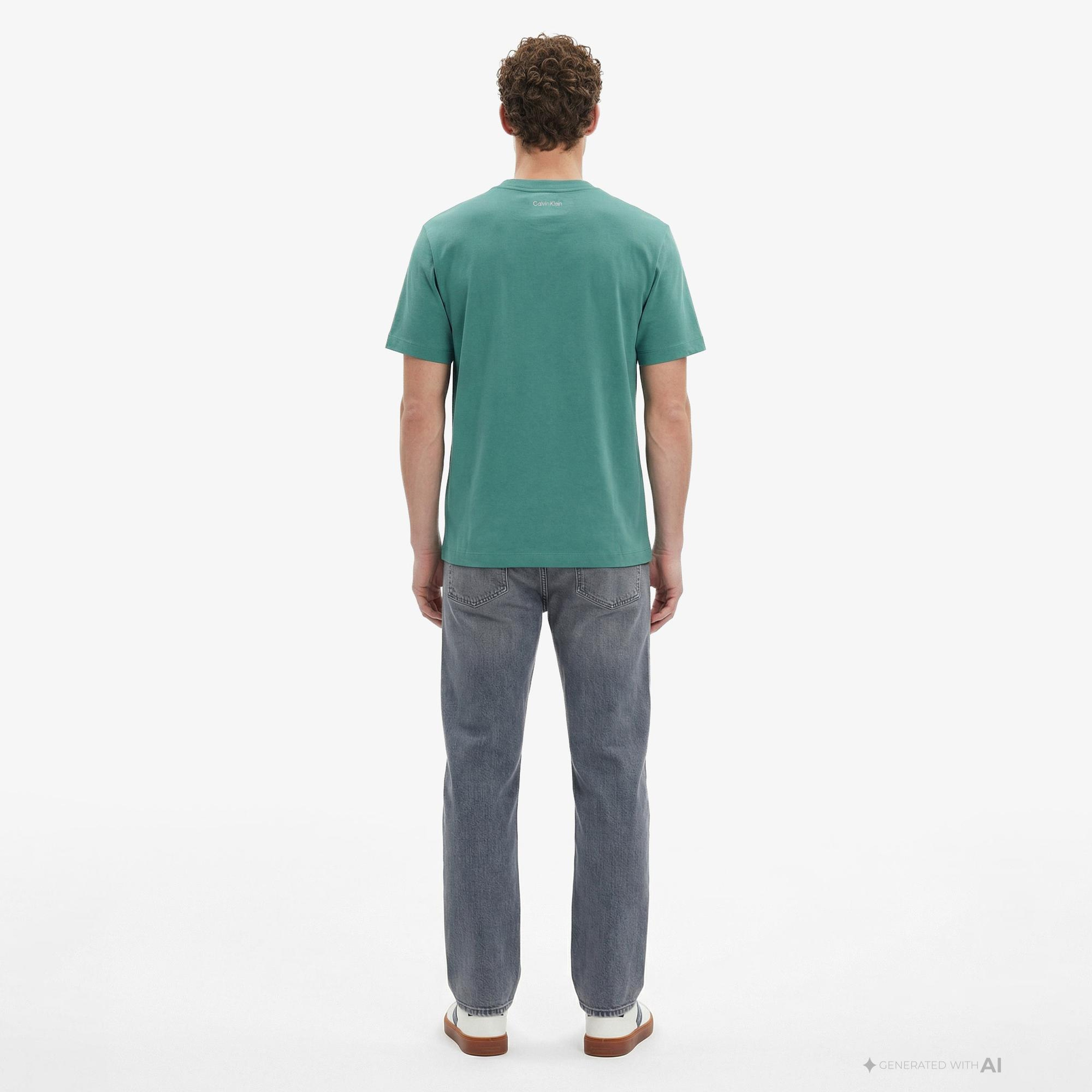 Calvin Klein 20S Easy Collegiate Badge Erkek Yeşil T-Shirt