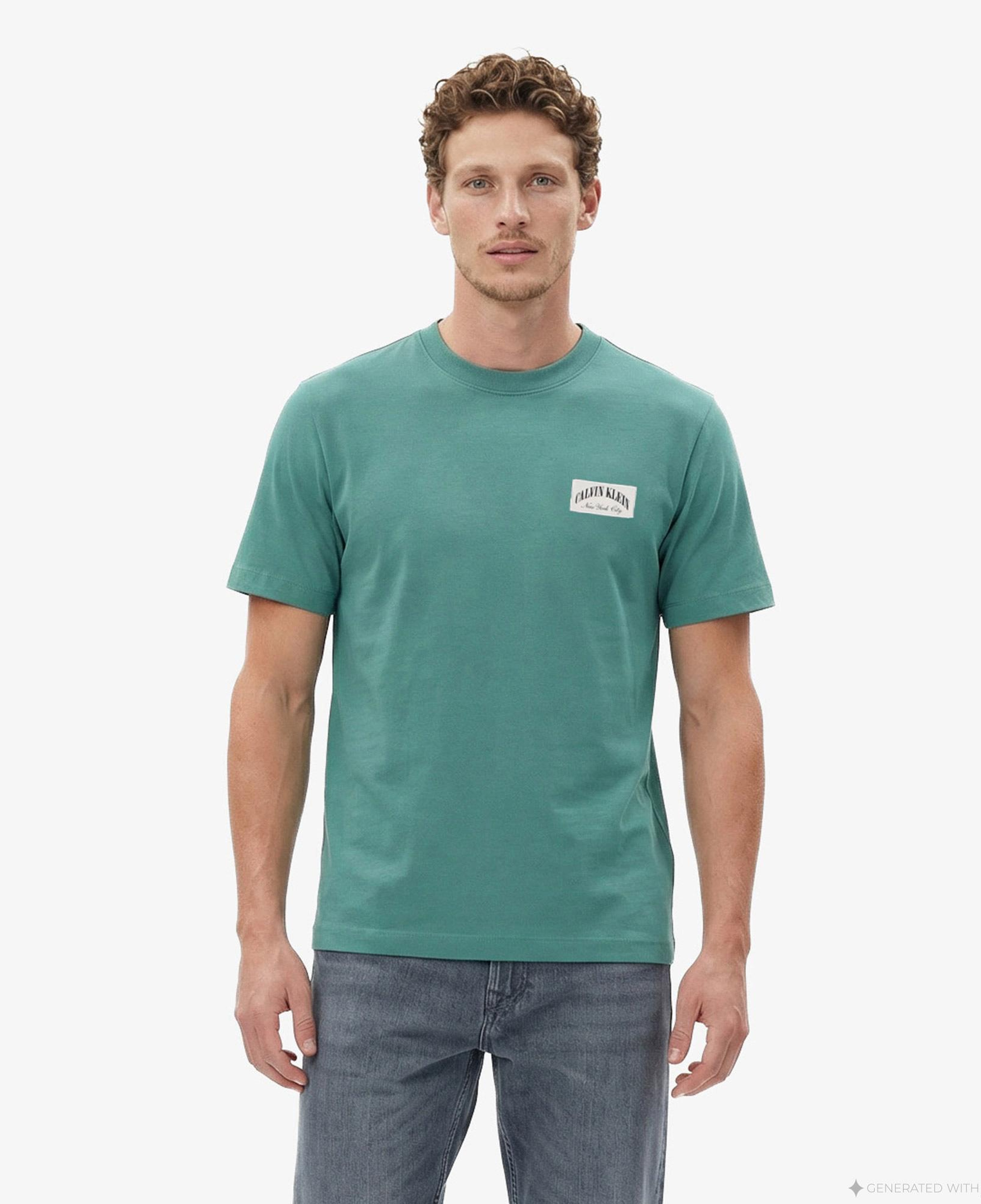 Calvin Klein 20S Easy Collegiate Badge Erkek Yeşil T-Shirt